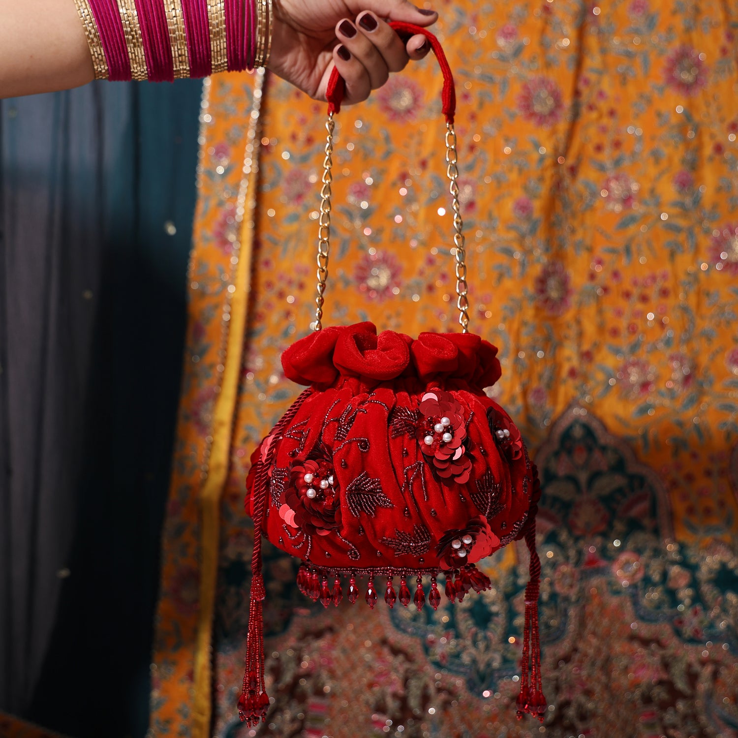 Kumkum Pink Potli Bag