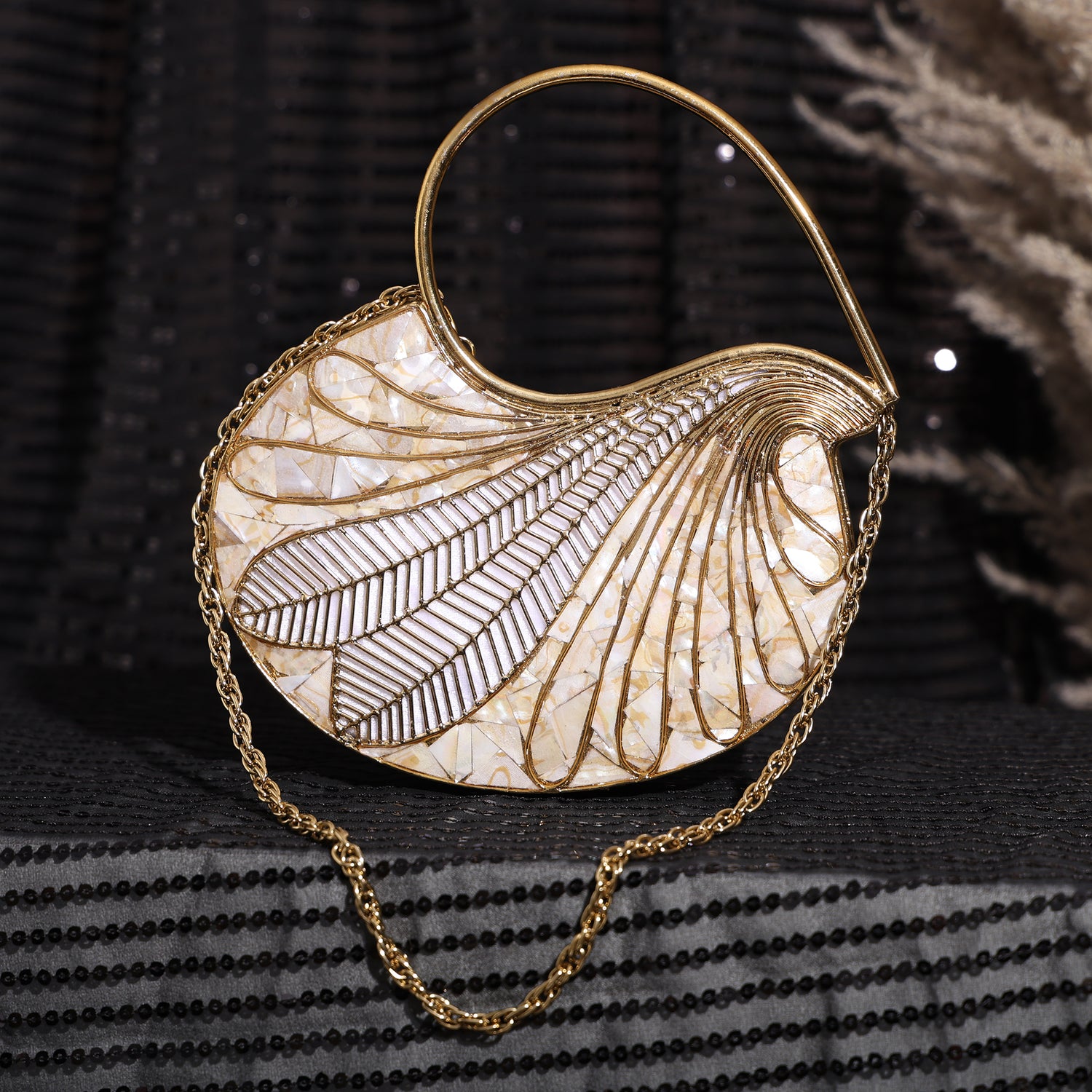 Taru Golden Mother Of Pearl Clutch