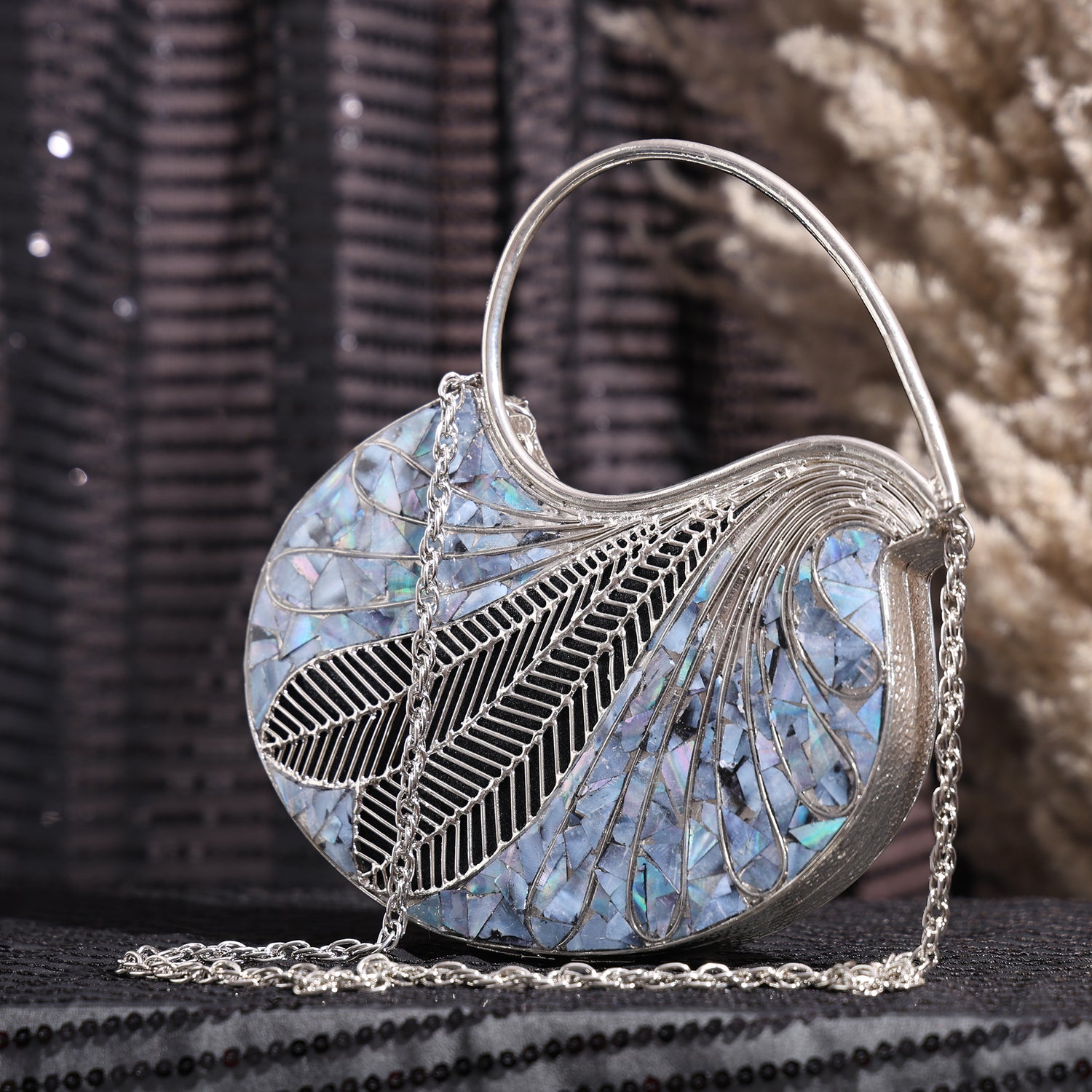 Taru  Silver Mother of pearl clutch