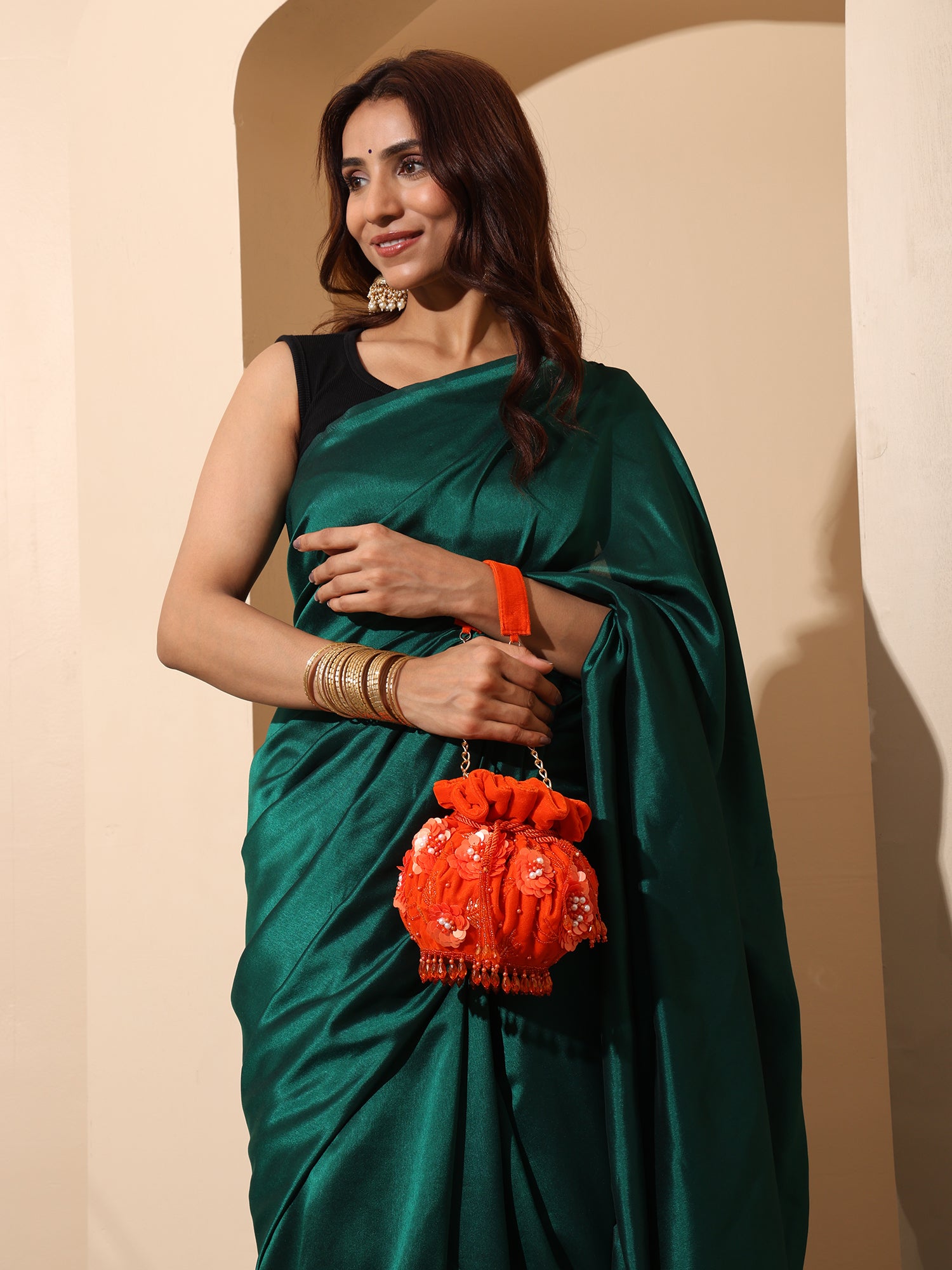 Kumkum Orange Potli Bag