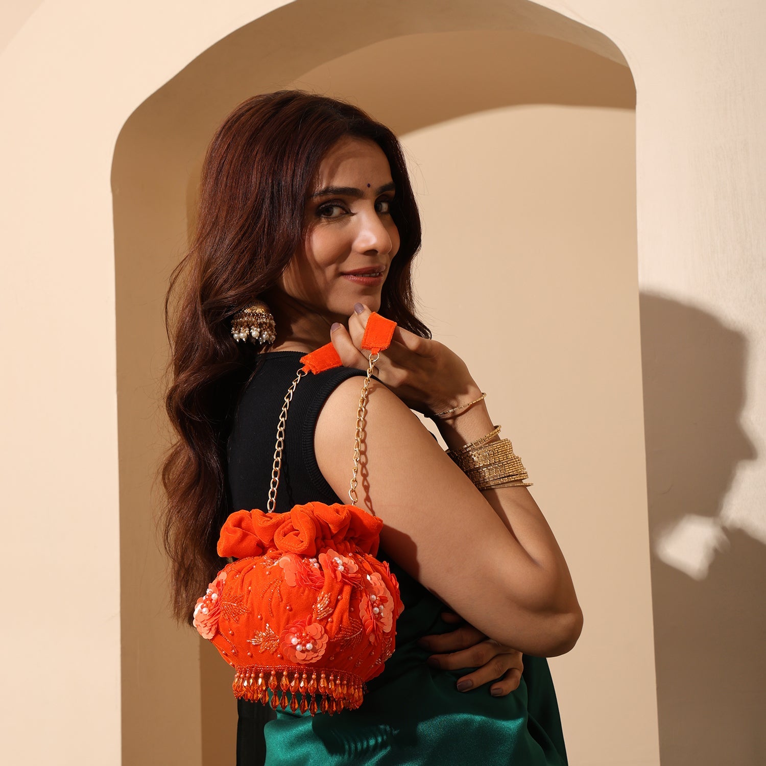 Kumkum Orange potli bag