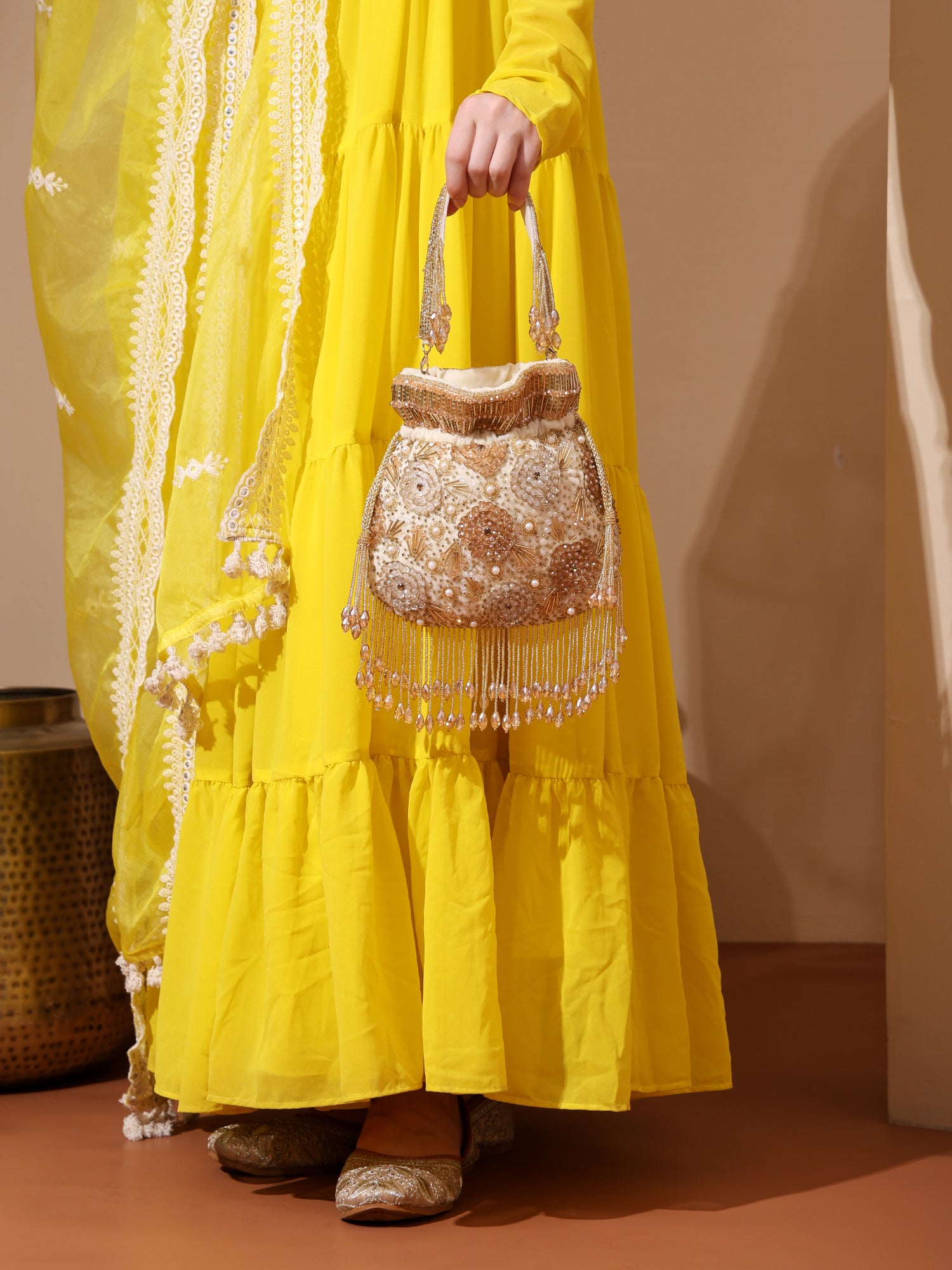 Laalima Golden Velvet Potli