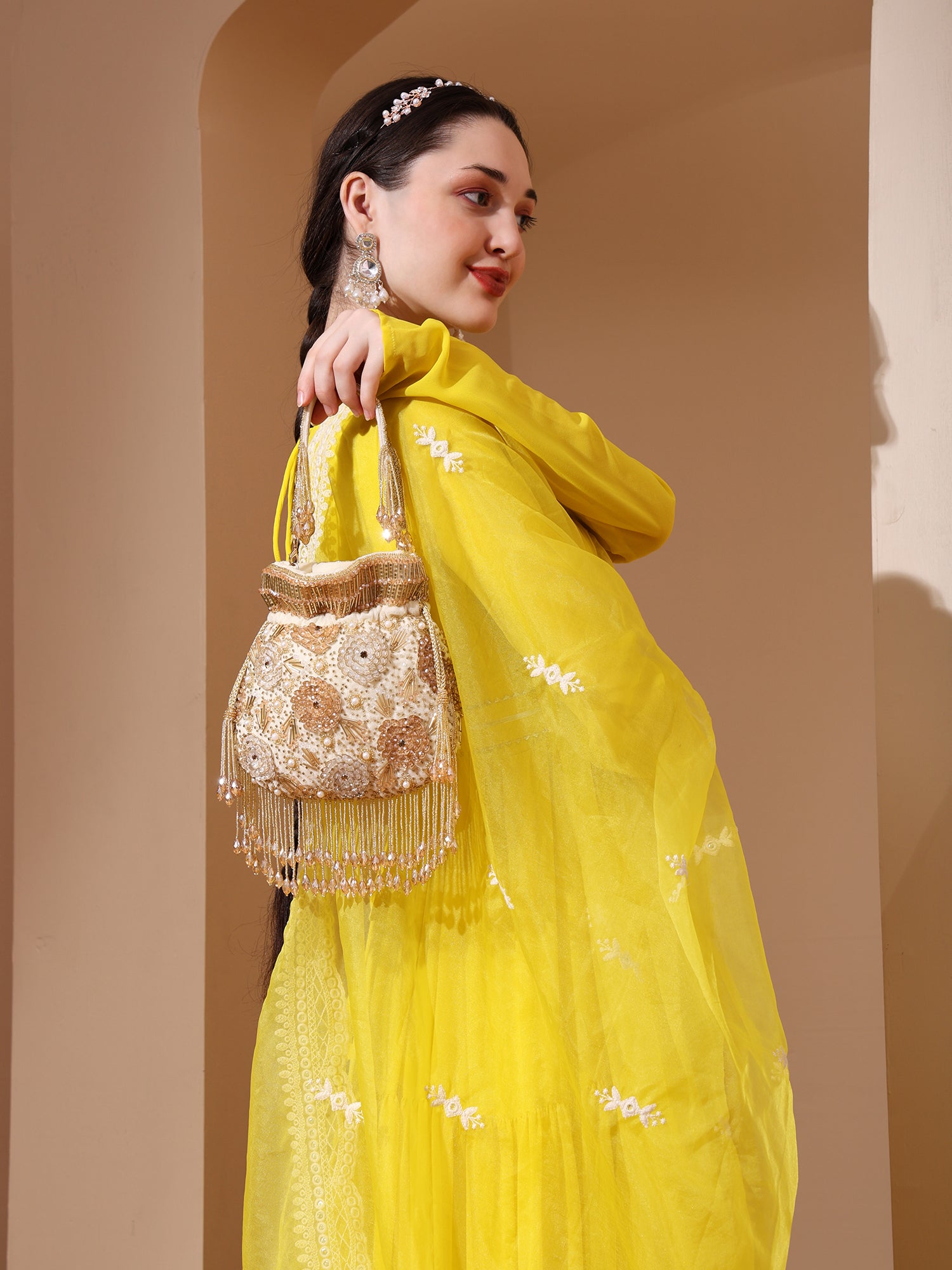 Laalima Golden Velvet Potli