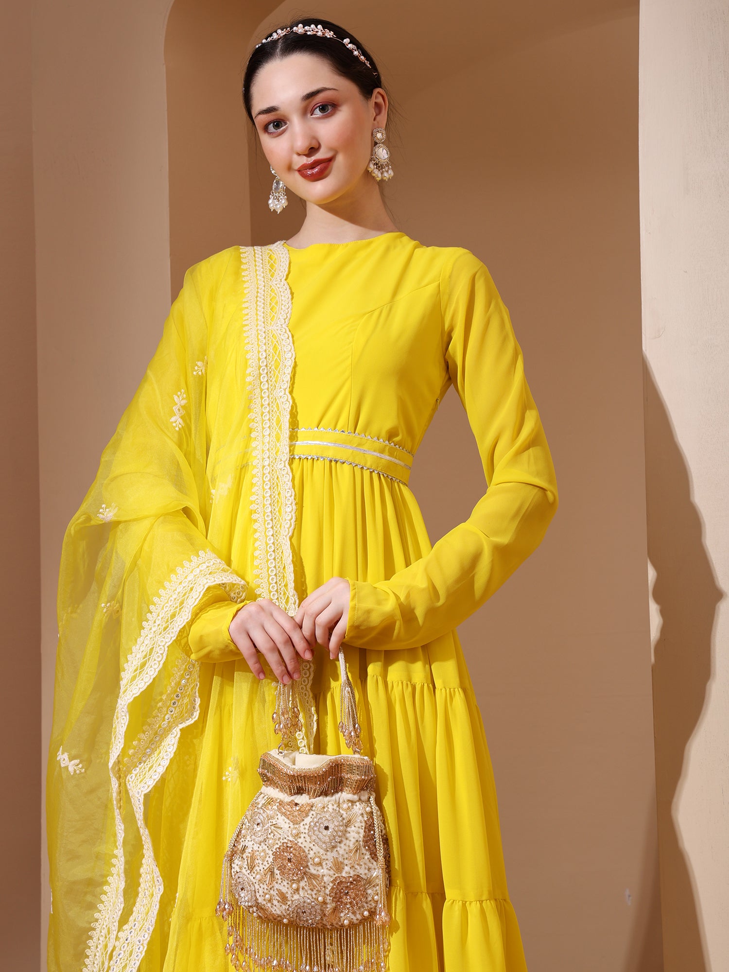 Laalima Golden Velvet Potli