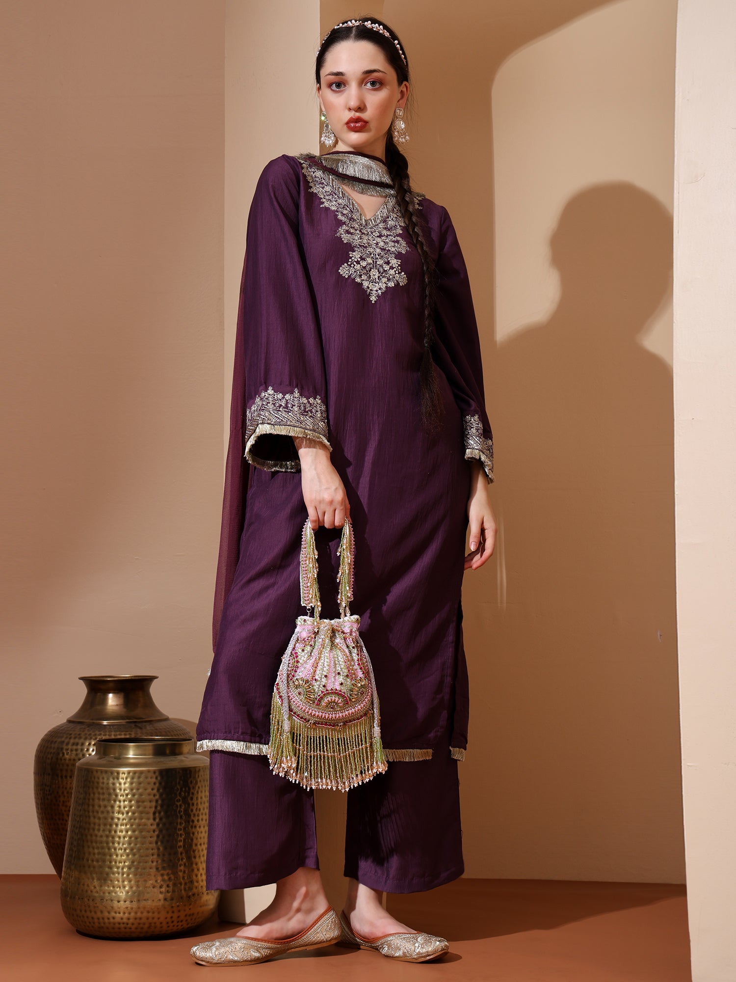 Chaandni White Potli Bag
