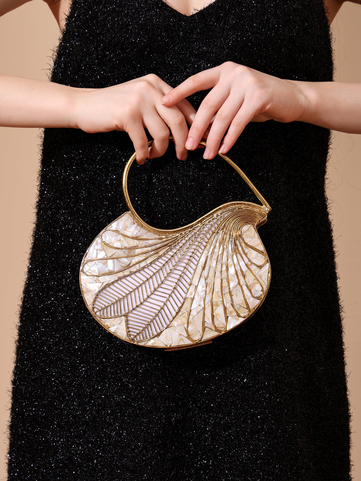 Taru Golden Mother Of Pearl Clutch