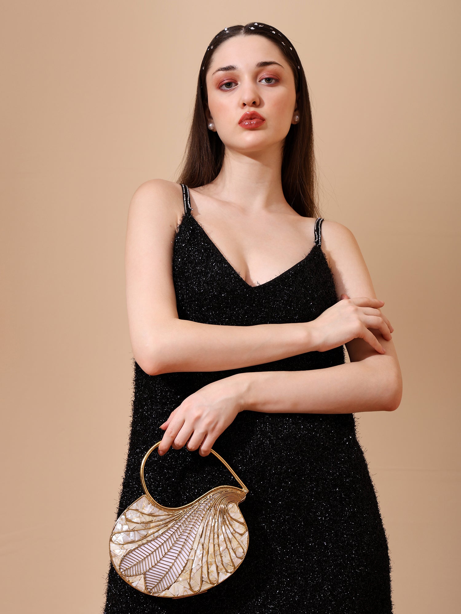 Taru Golden Mother Of Pearl Clutch