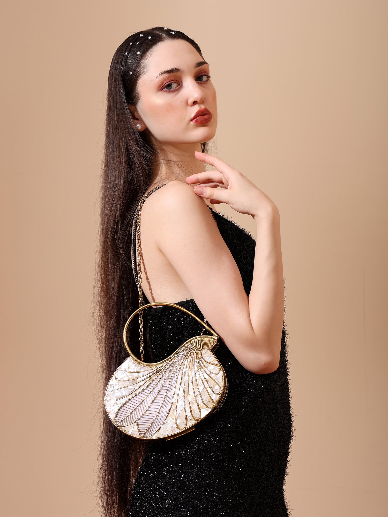 Taru Golden Mother Of Pearl Clutch