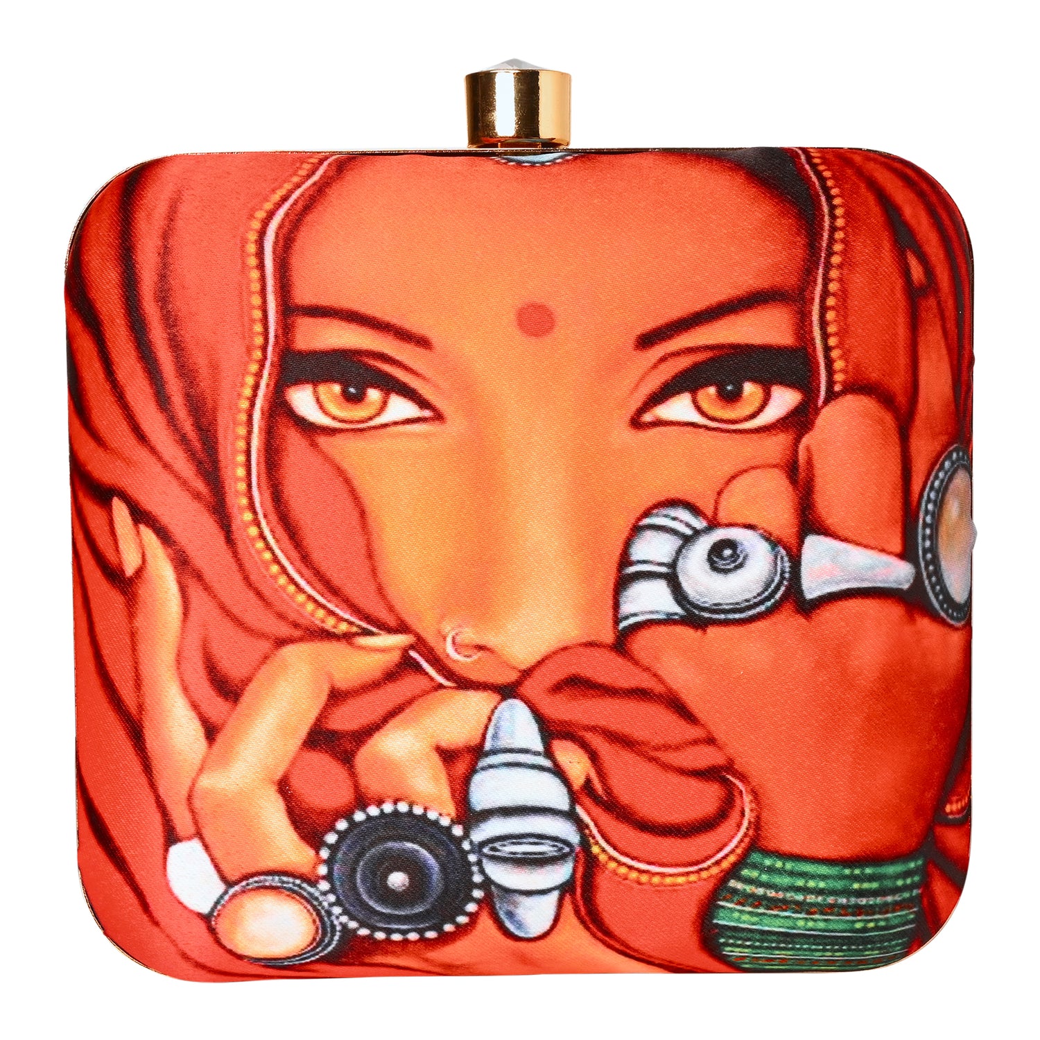 Zoya Digital Print Silk Clutch