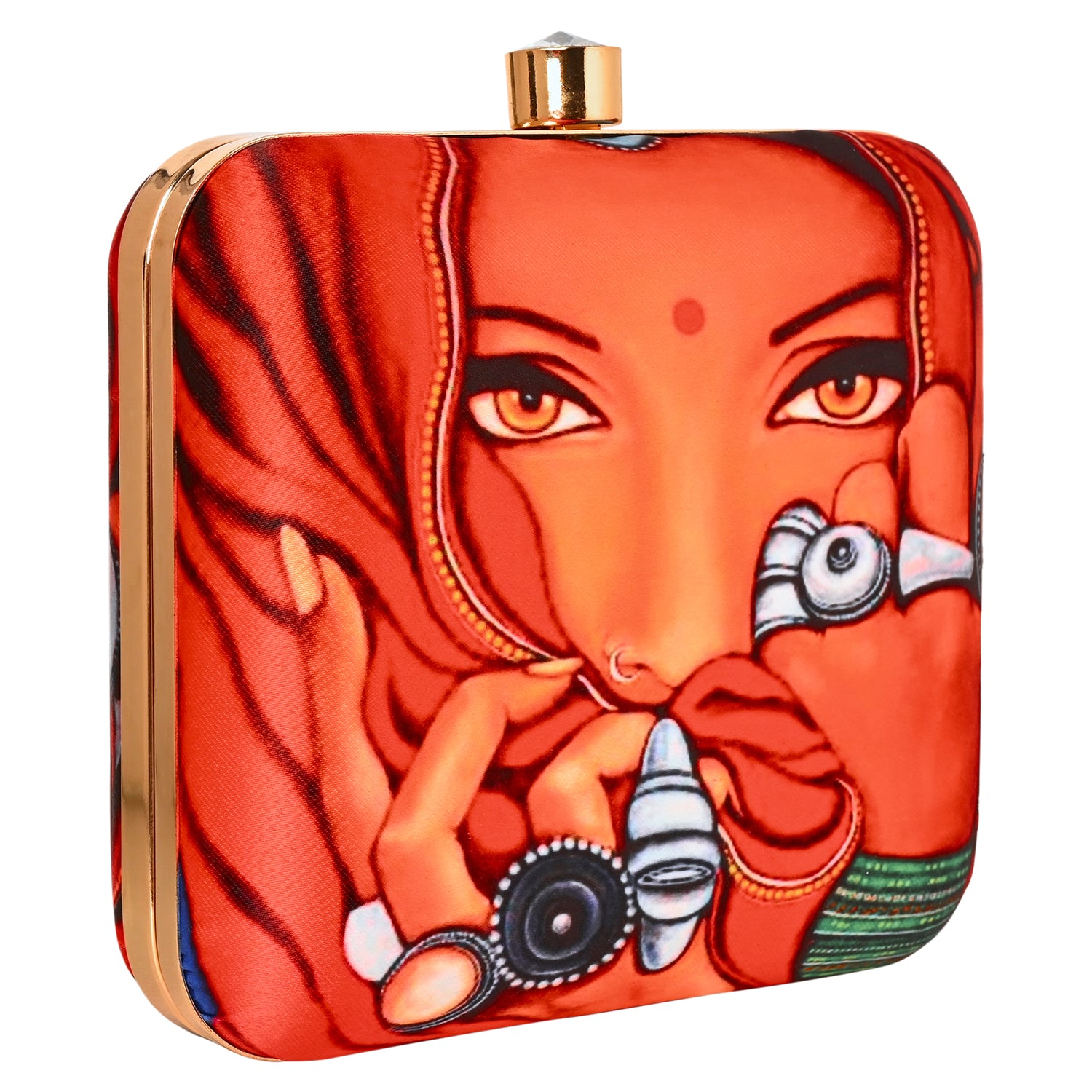 Zoya Digital Print Silk Clutch