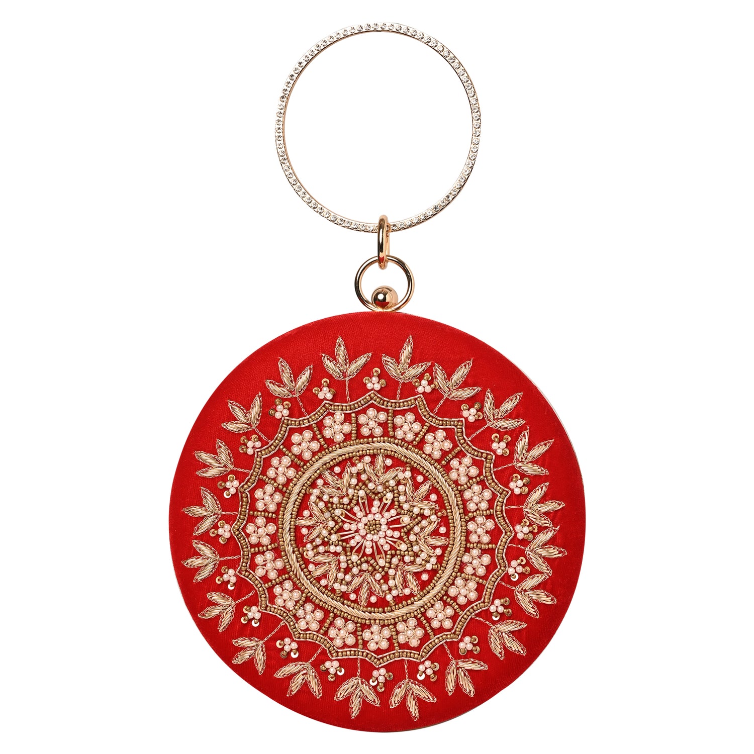 Surkh Red Round Clutch