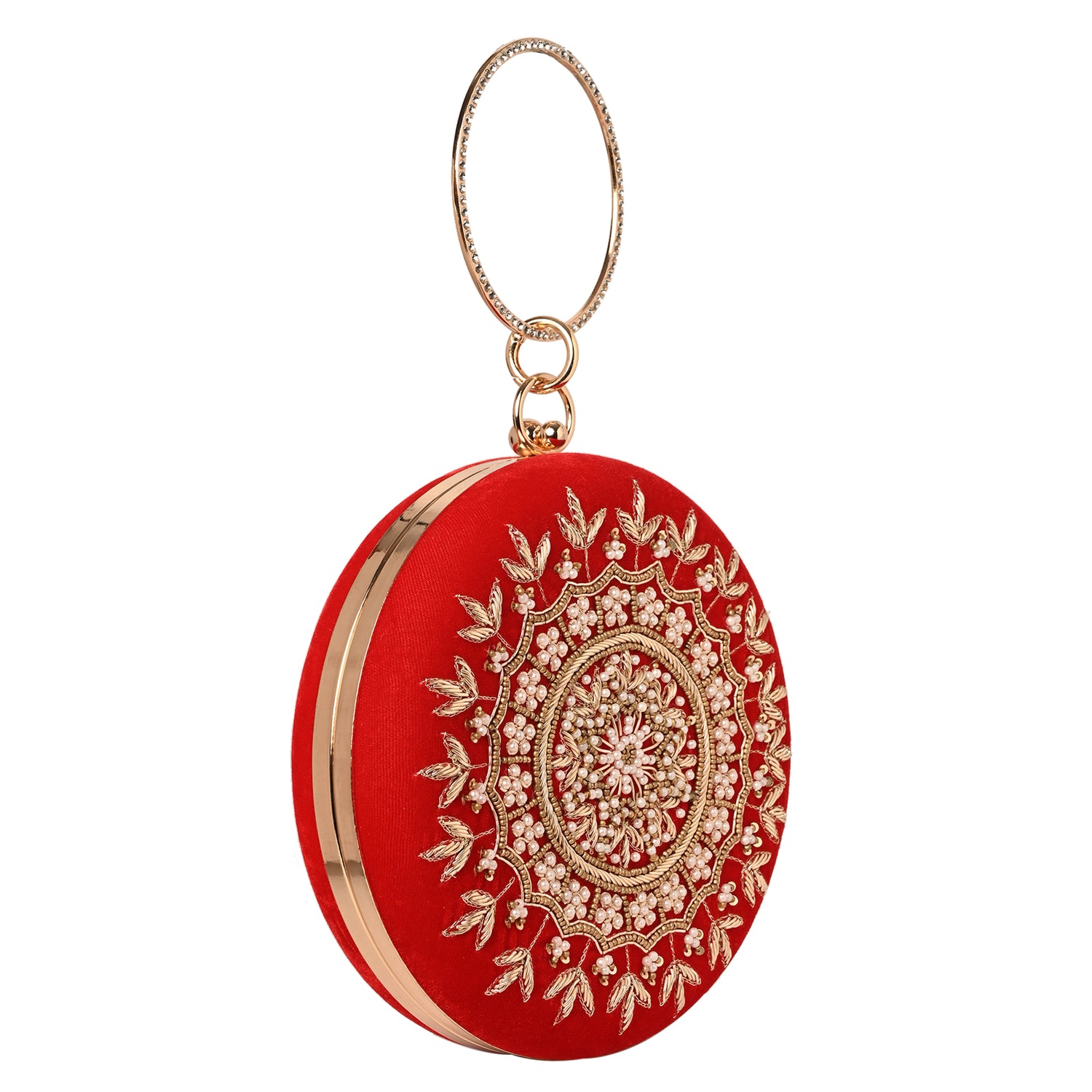 Surkh Red Round Clutch