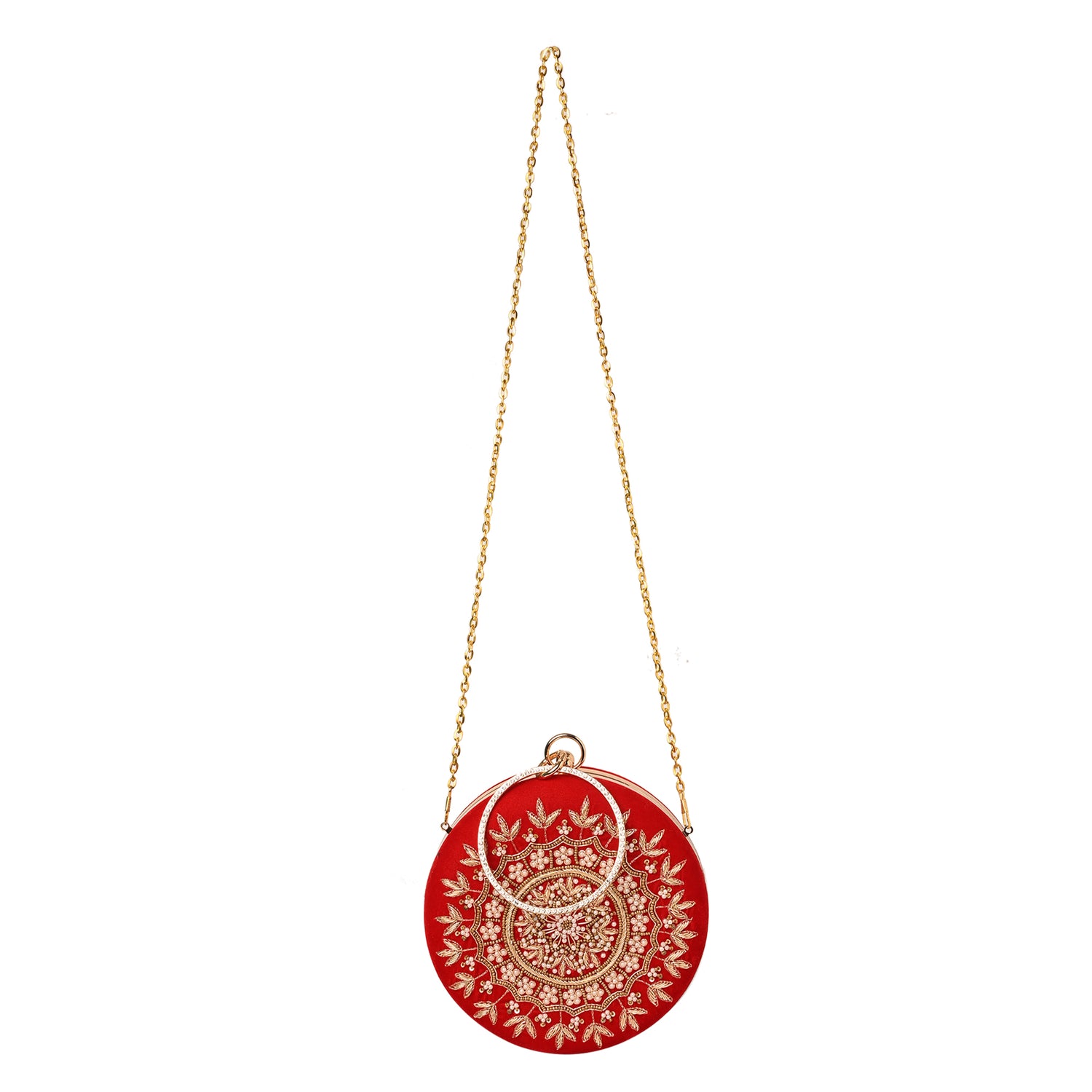 Surkh Red Round Clutch