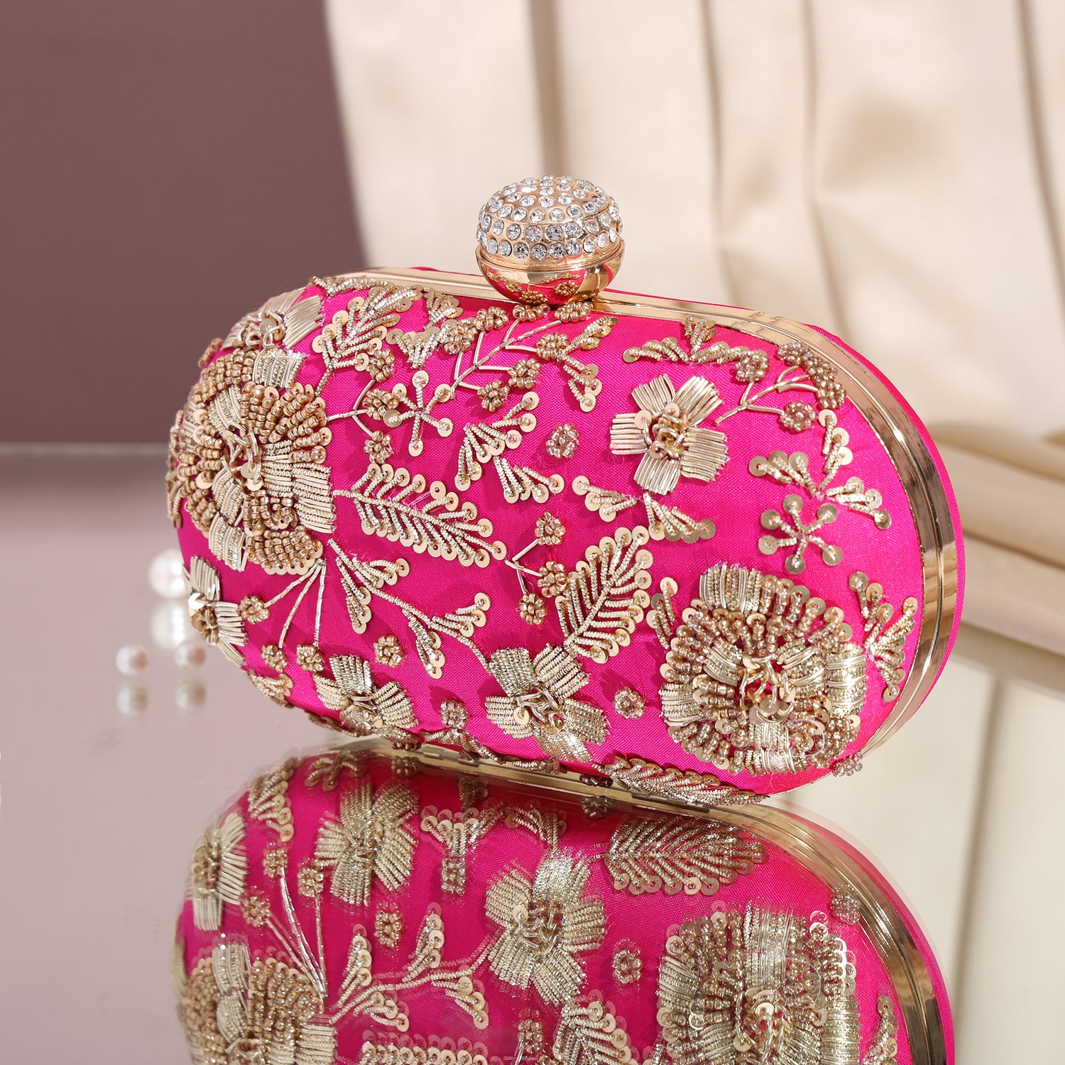 Pink Adaa  Oval Clutch