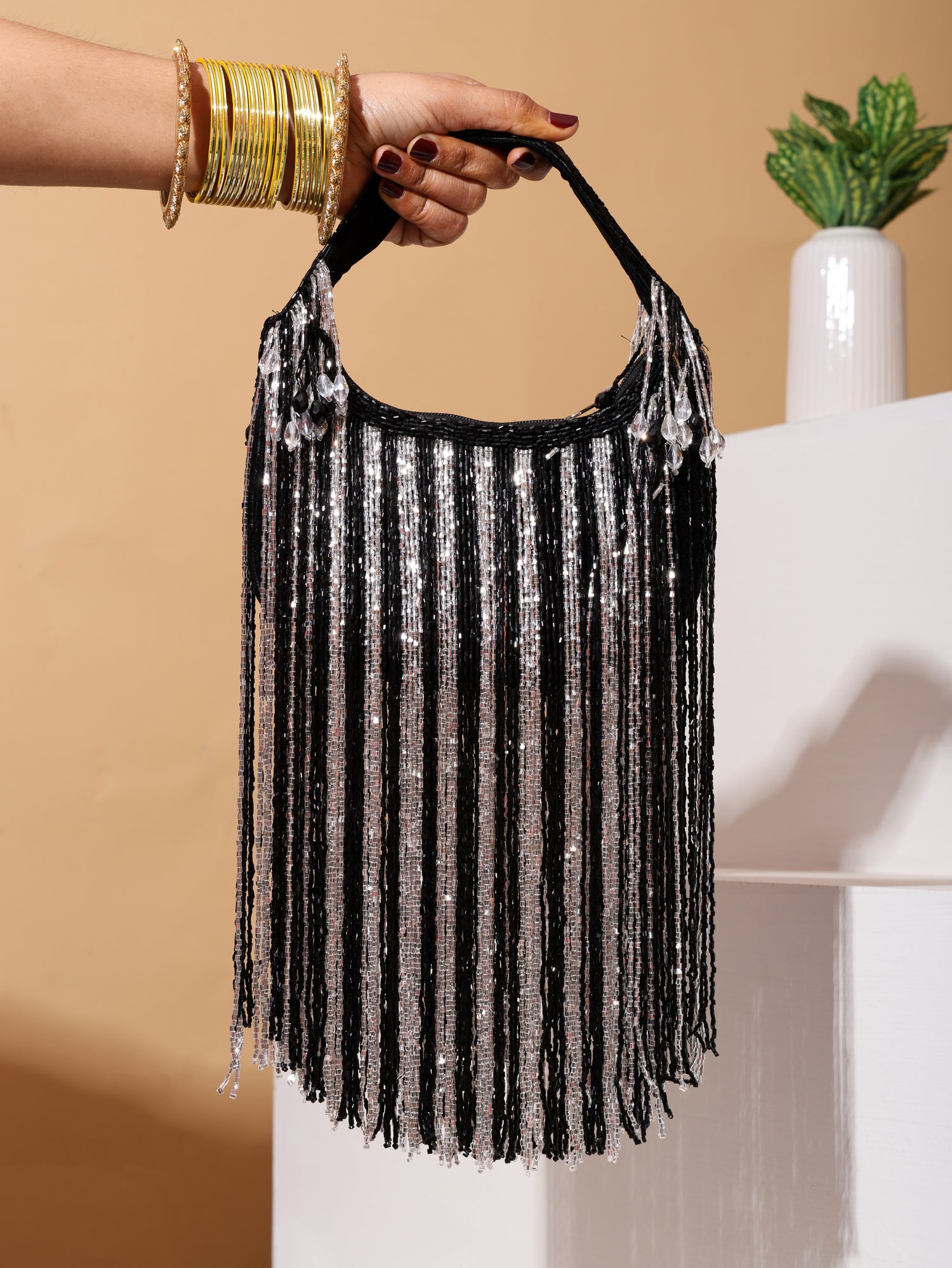 Ziya Black Tassel Clutch