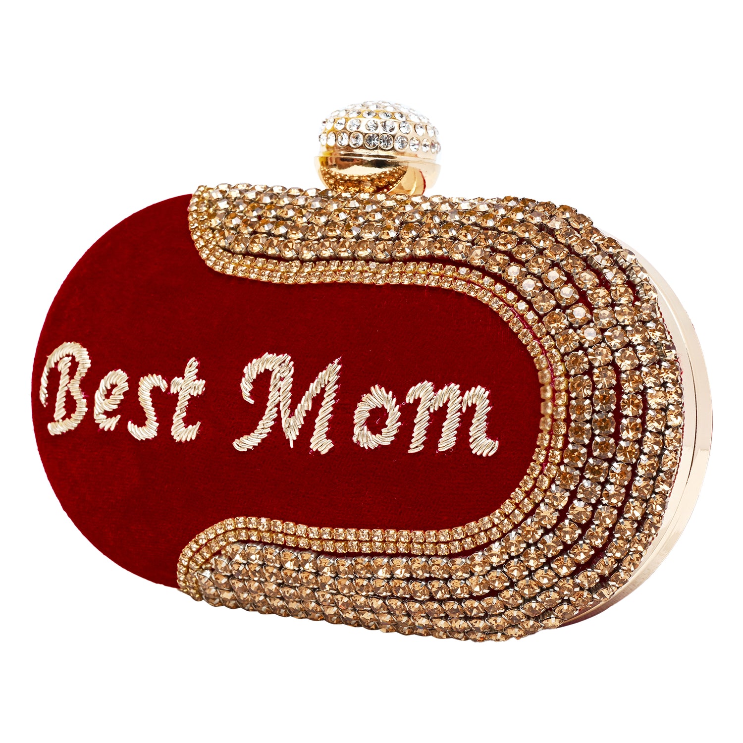 Best Mom Personalized Red Oval Clutch Bag