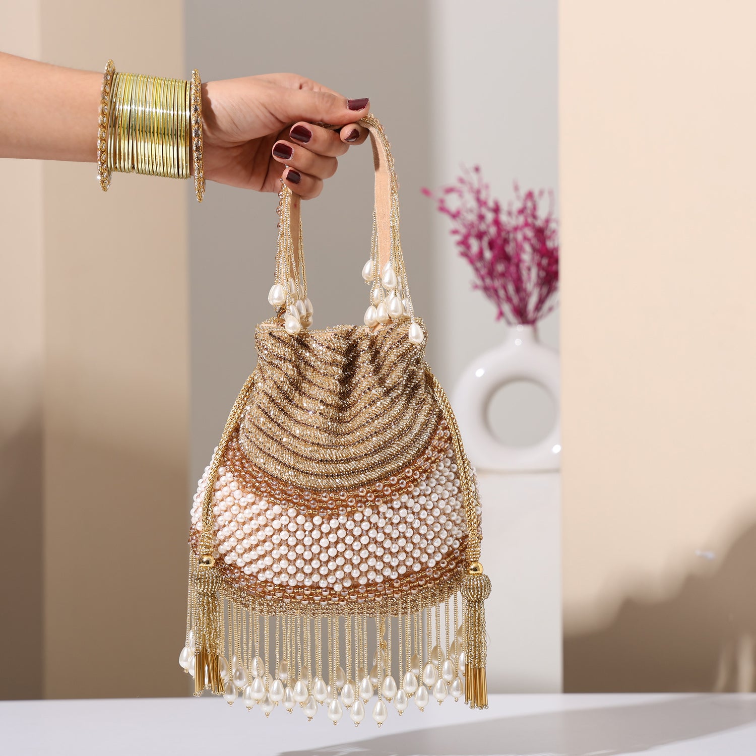 Zarmina Golden Cutdana potli