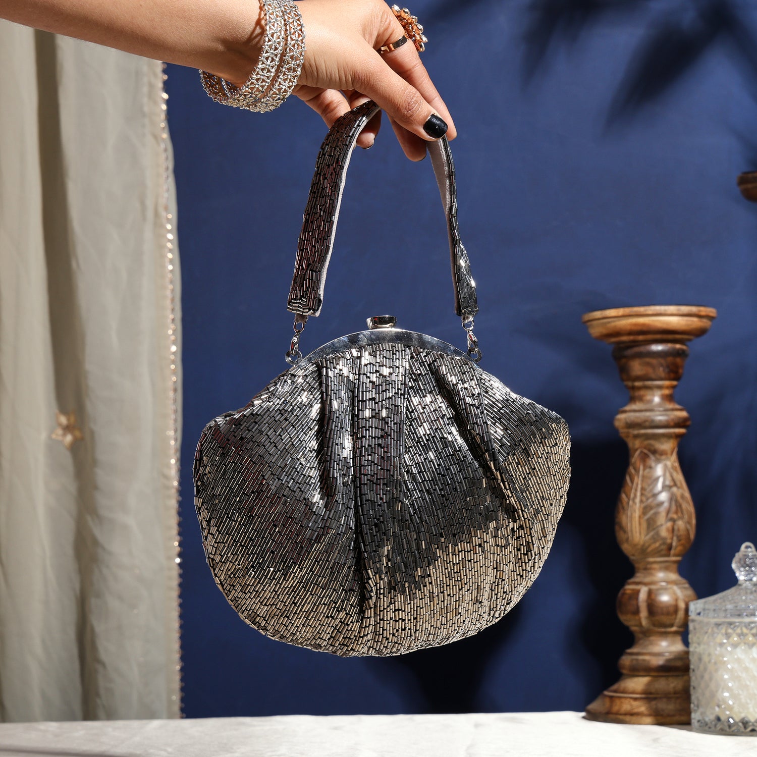ZEENAT GOLDEN NALKI BATUA BAG
