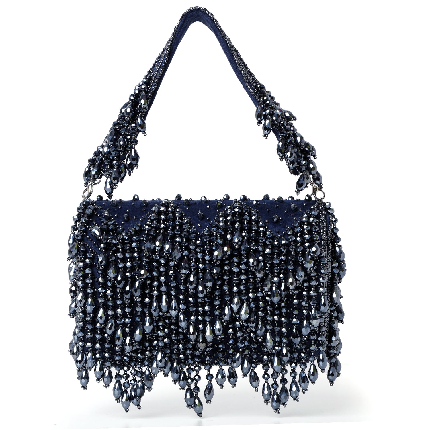 Shabnam Blue crystal flap bag