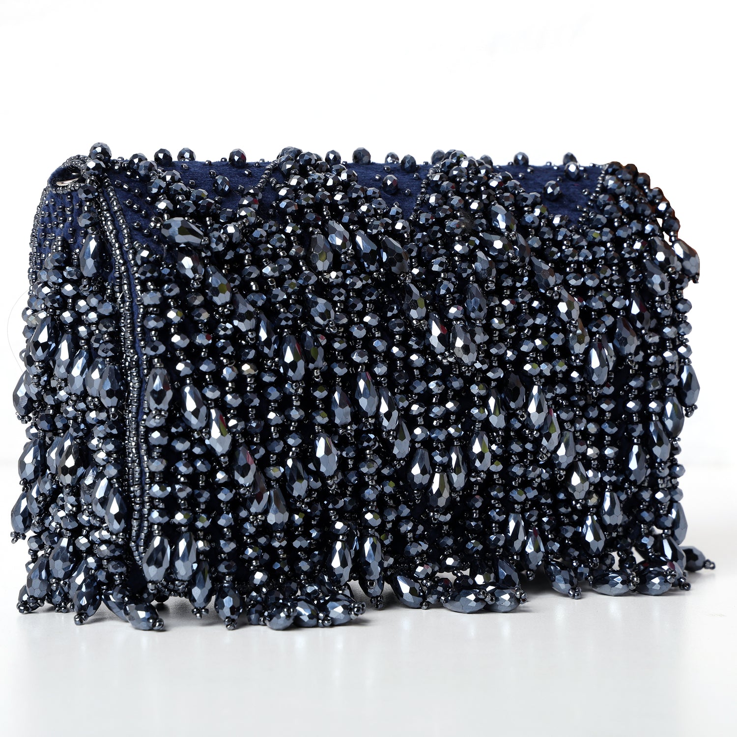 Shabnam Blue crystal flap bag