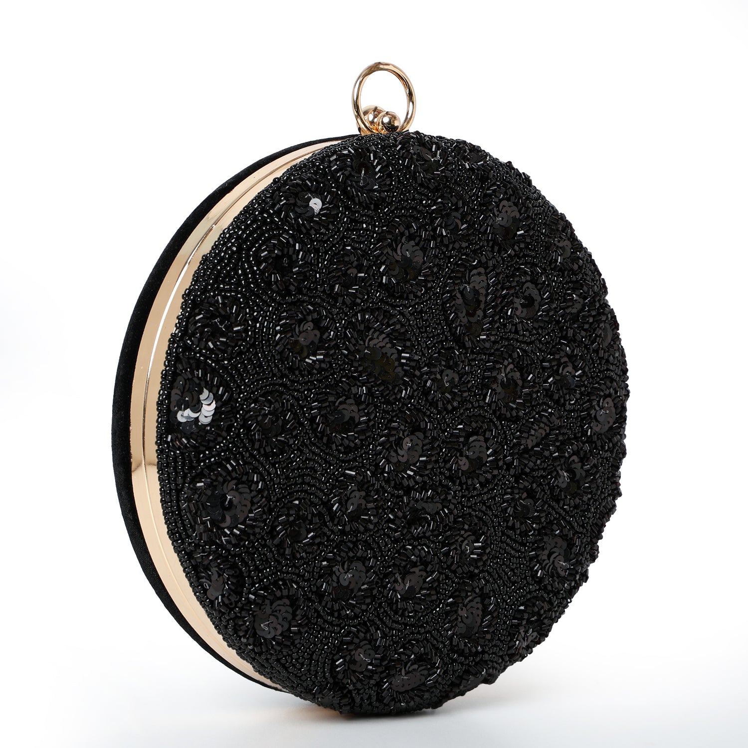 Midnight black Round Clutch