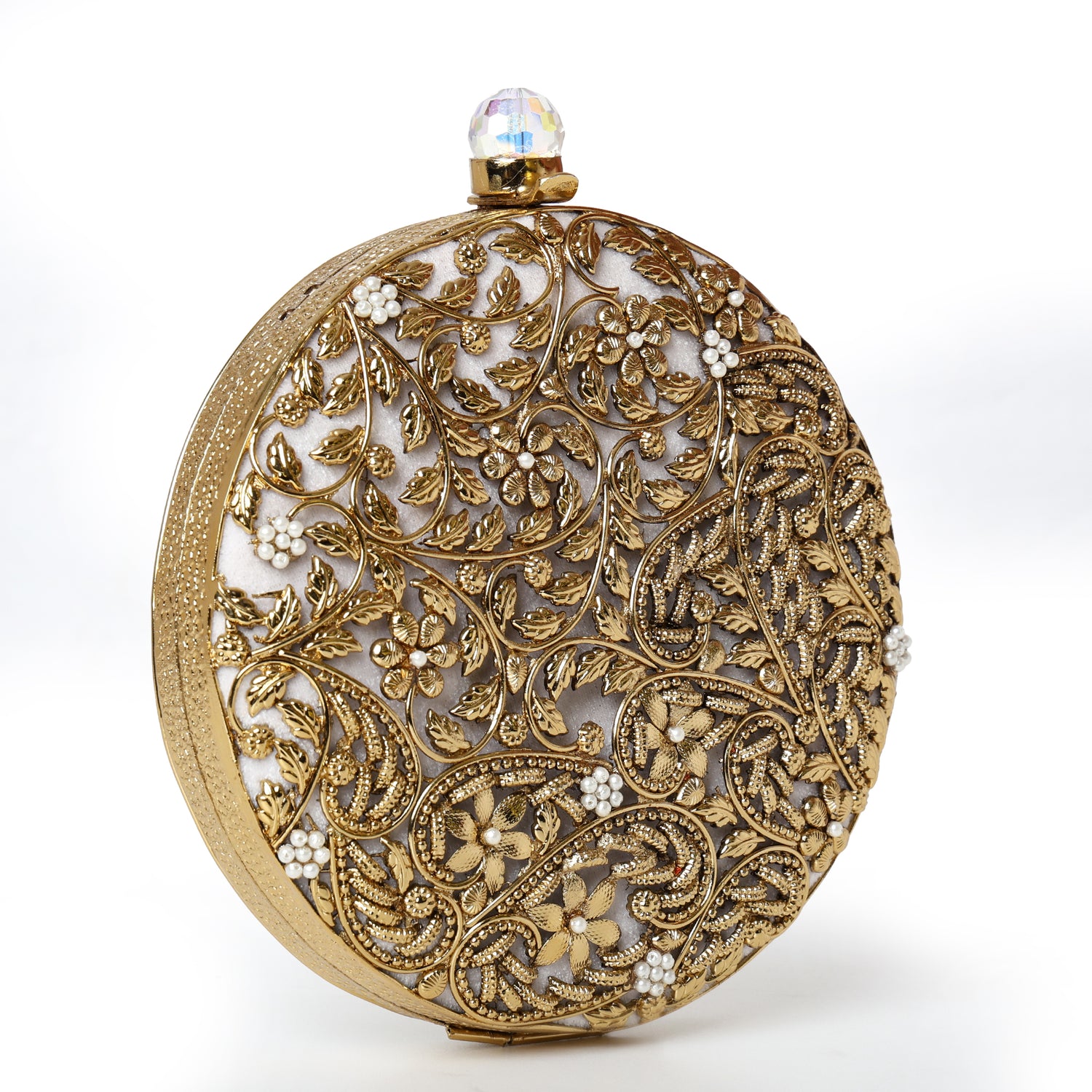 Amaira Golden Round Brass Clutch