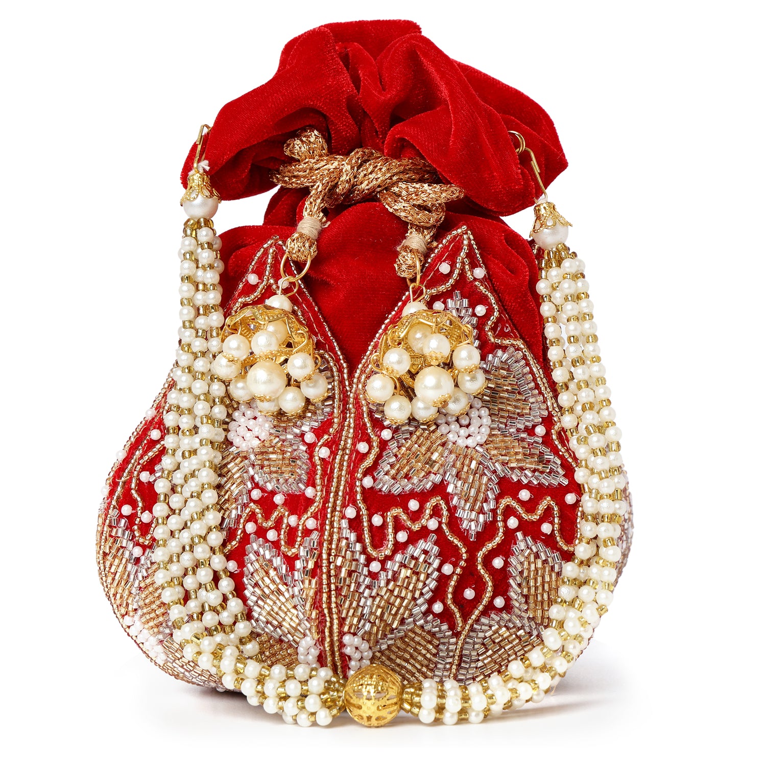 Roja Red Lotus Potli Bag