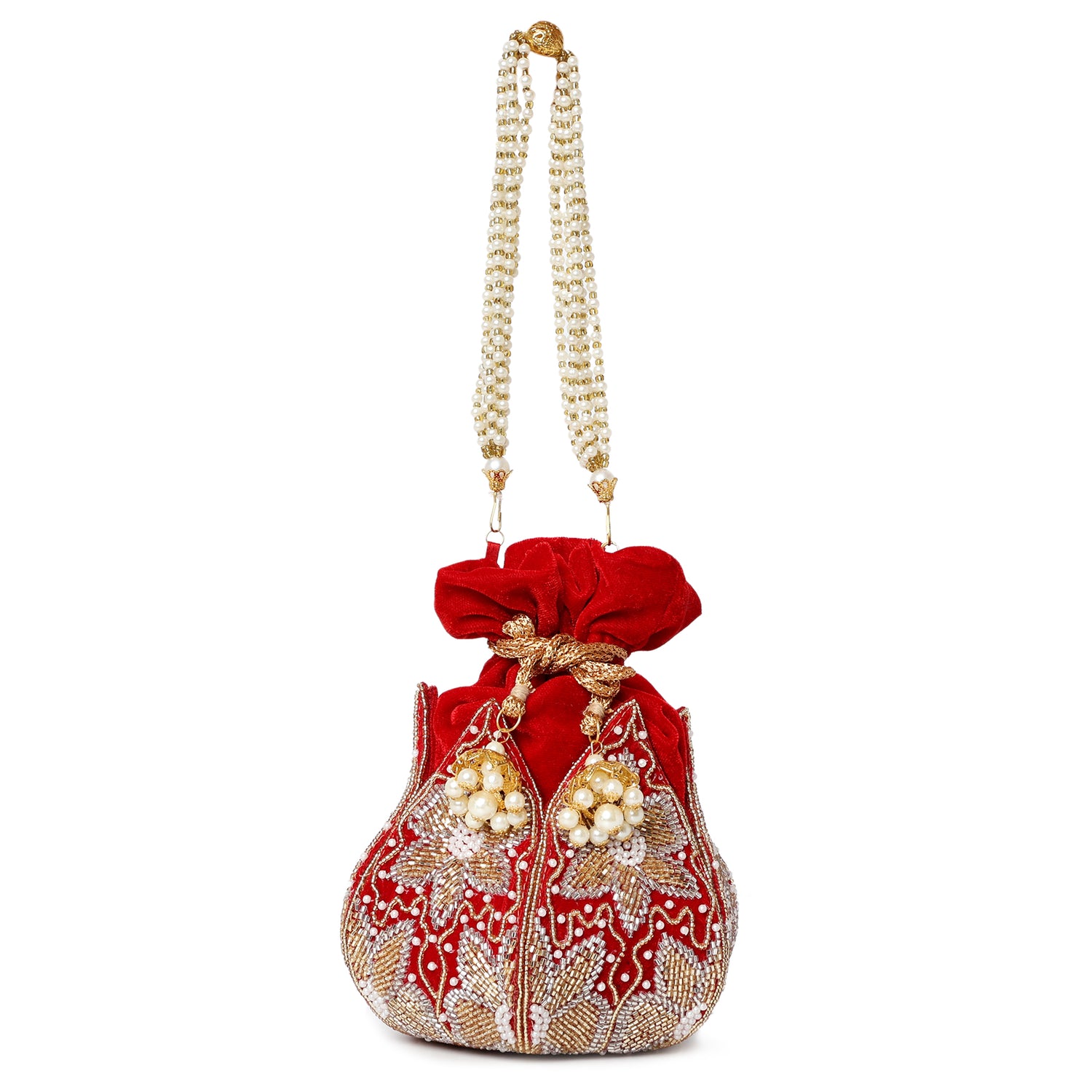 Roja Red Lotus Potli Bag