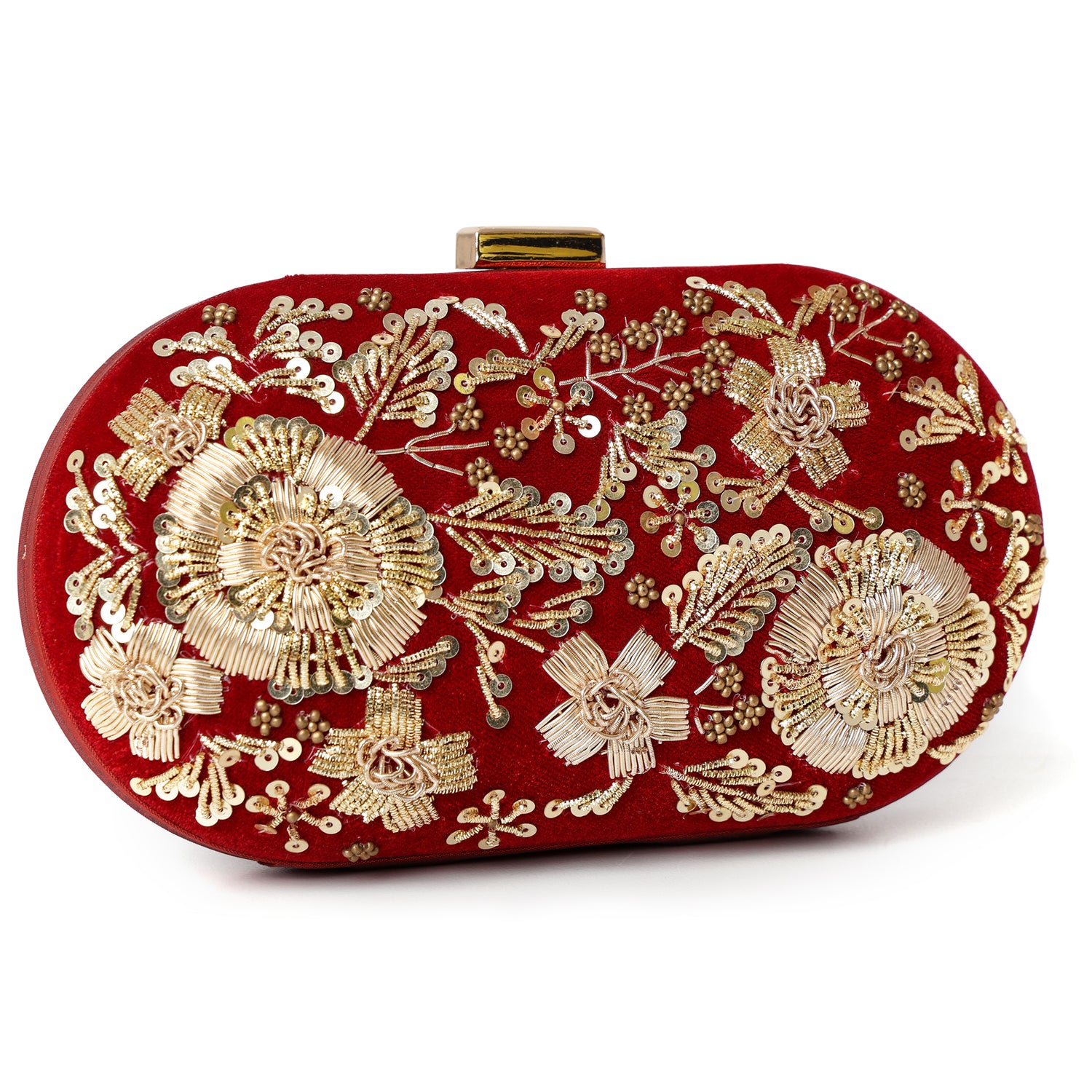 Ishani Mehroon velvet clutch