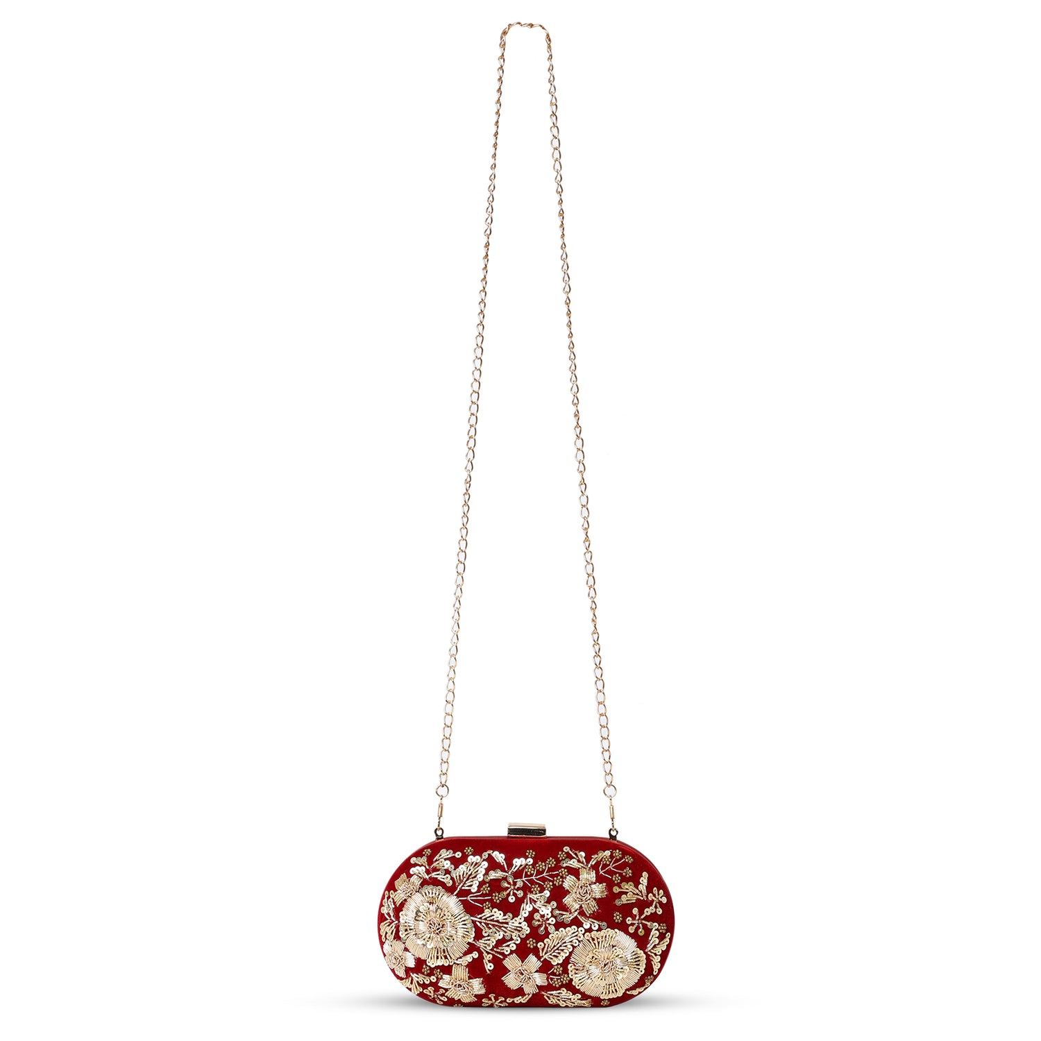 Ishani Mehroon velvet clutch