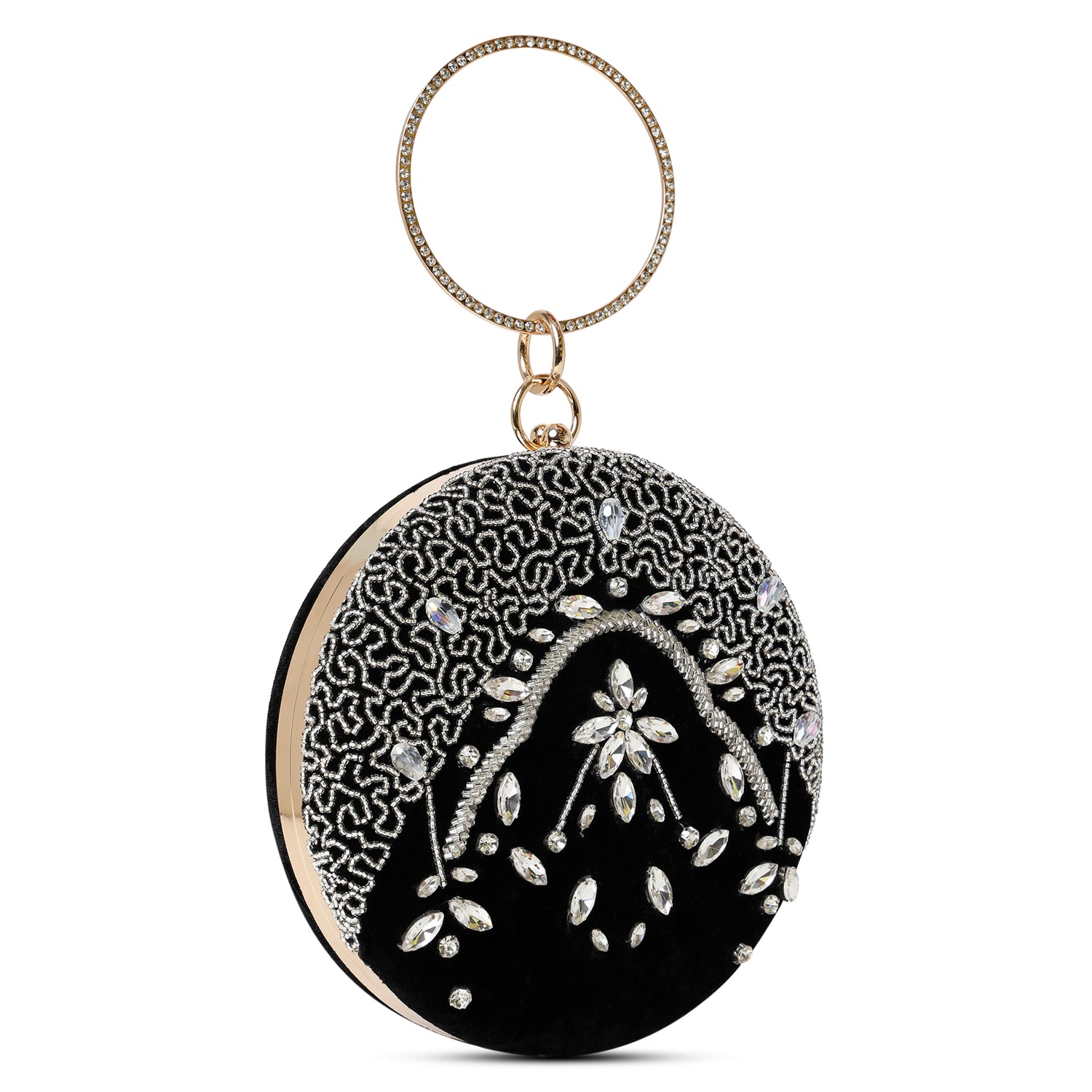 Halo black Round clutch
