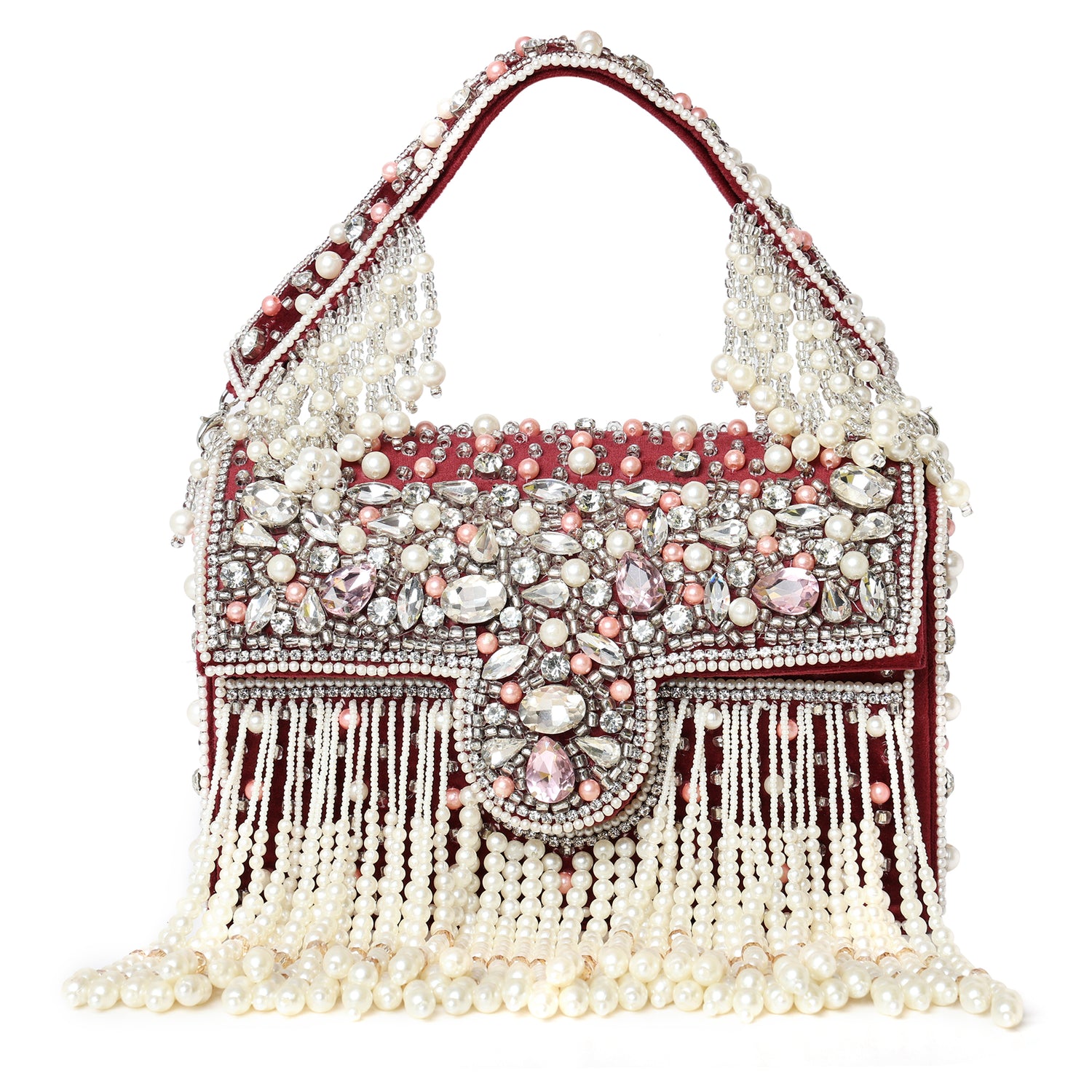 Mira Maroon Box Clutch