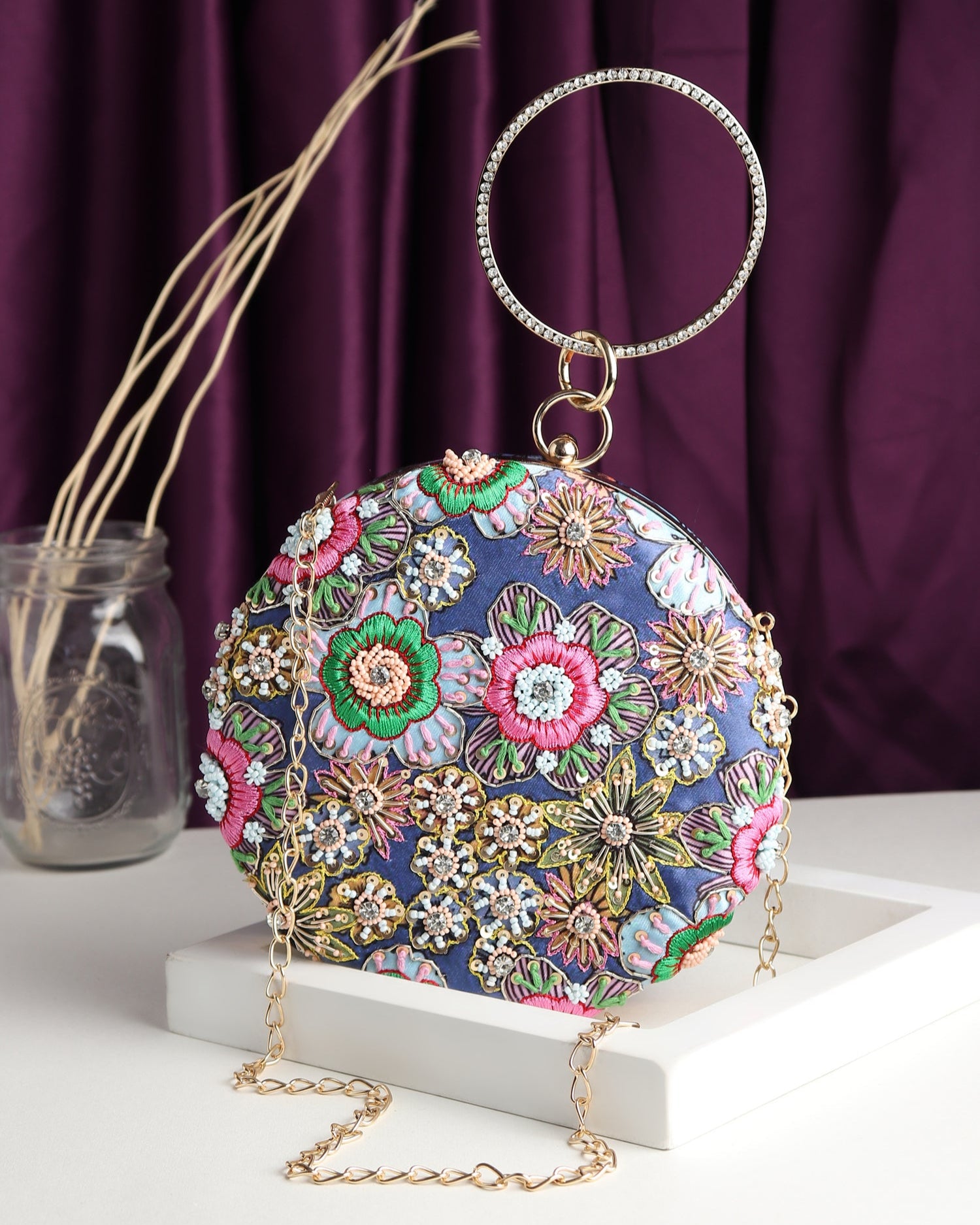 Indigo Bloom Clutch