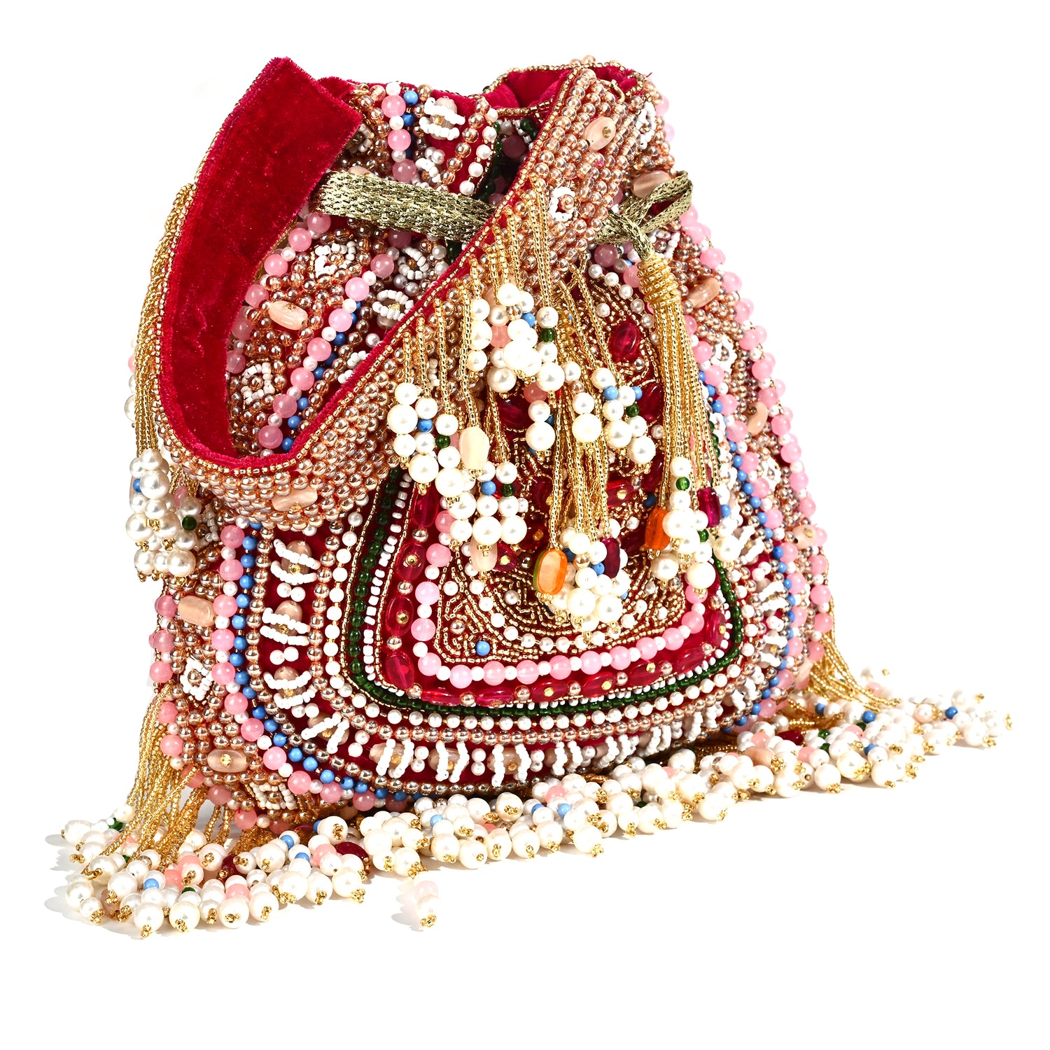 Zahra  Magenta Velvet Potli Bag