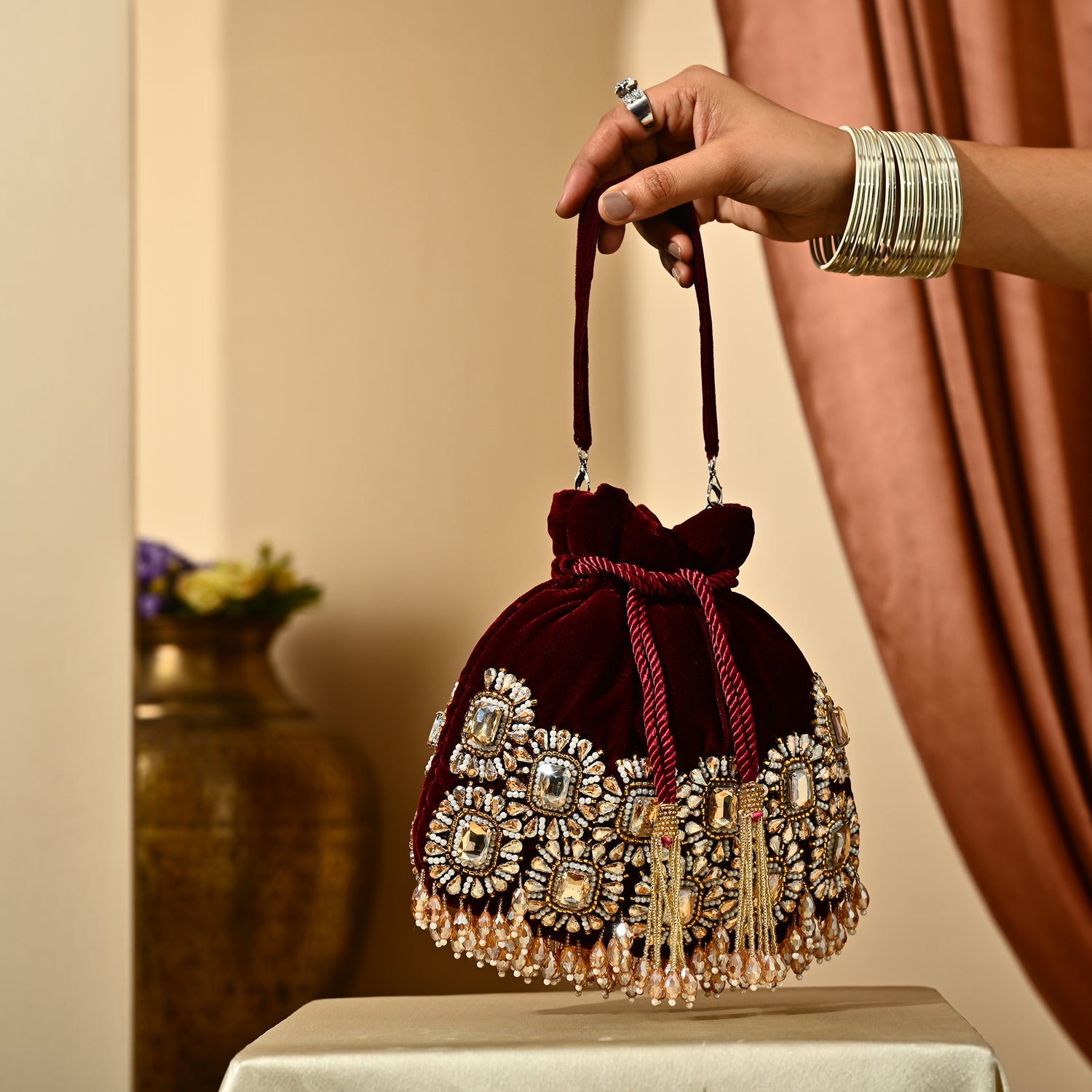 Noori Mehroon Potli Bag