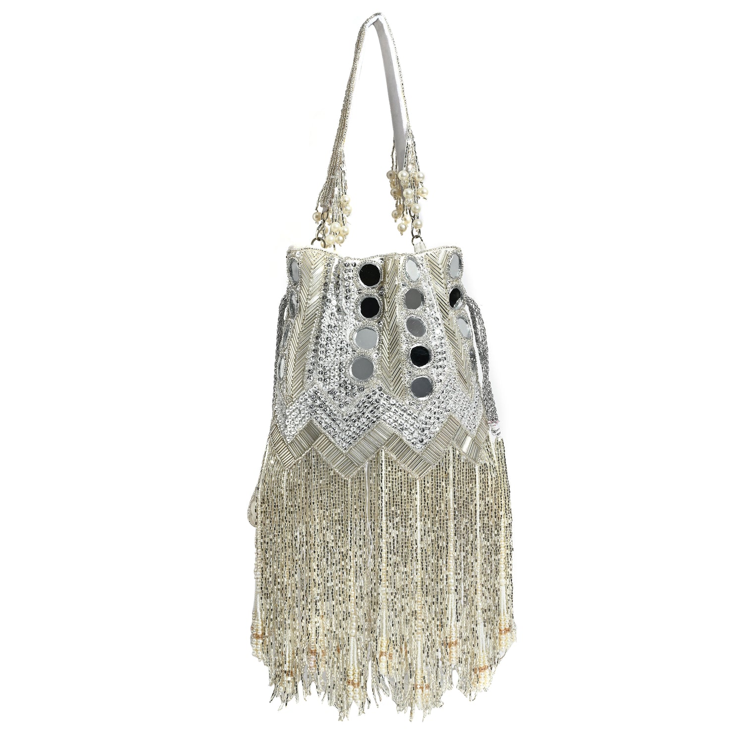 Sitara white potli bag
