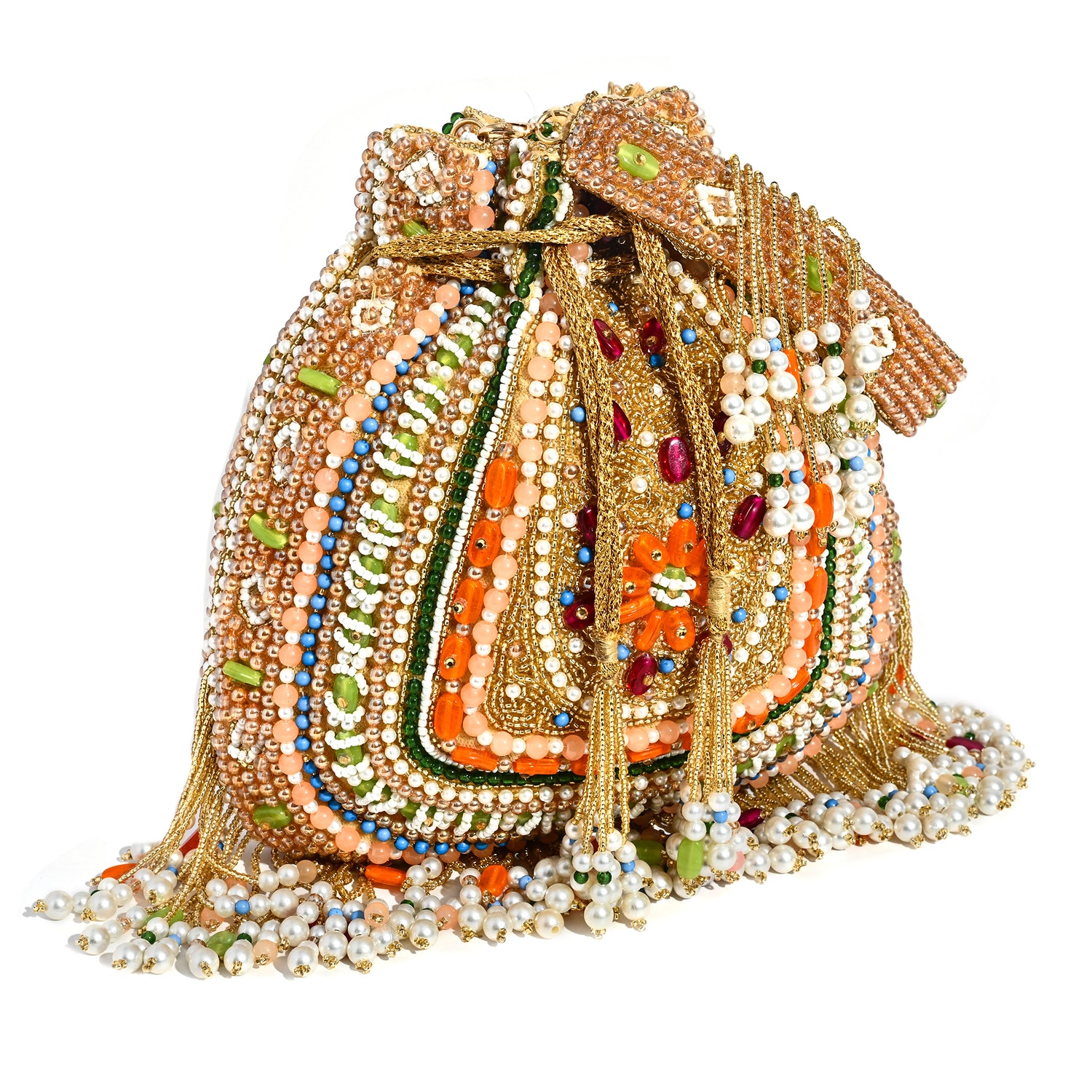Zahra Golden  Velvet Potli Bag