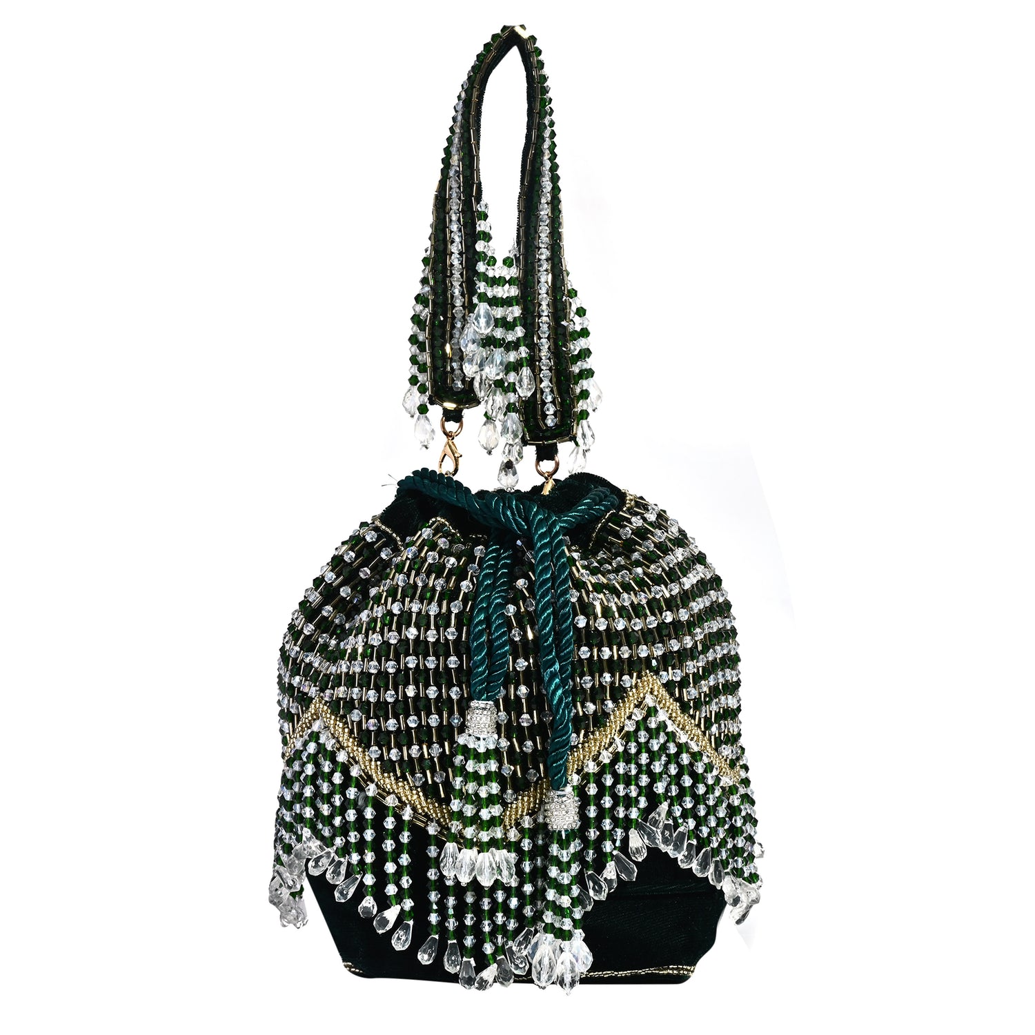 Zarreen Green Velvet Bucket Potli Bag