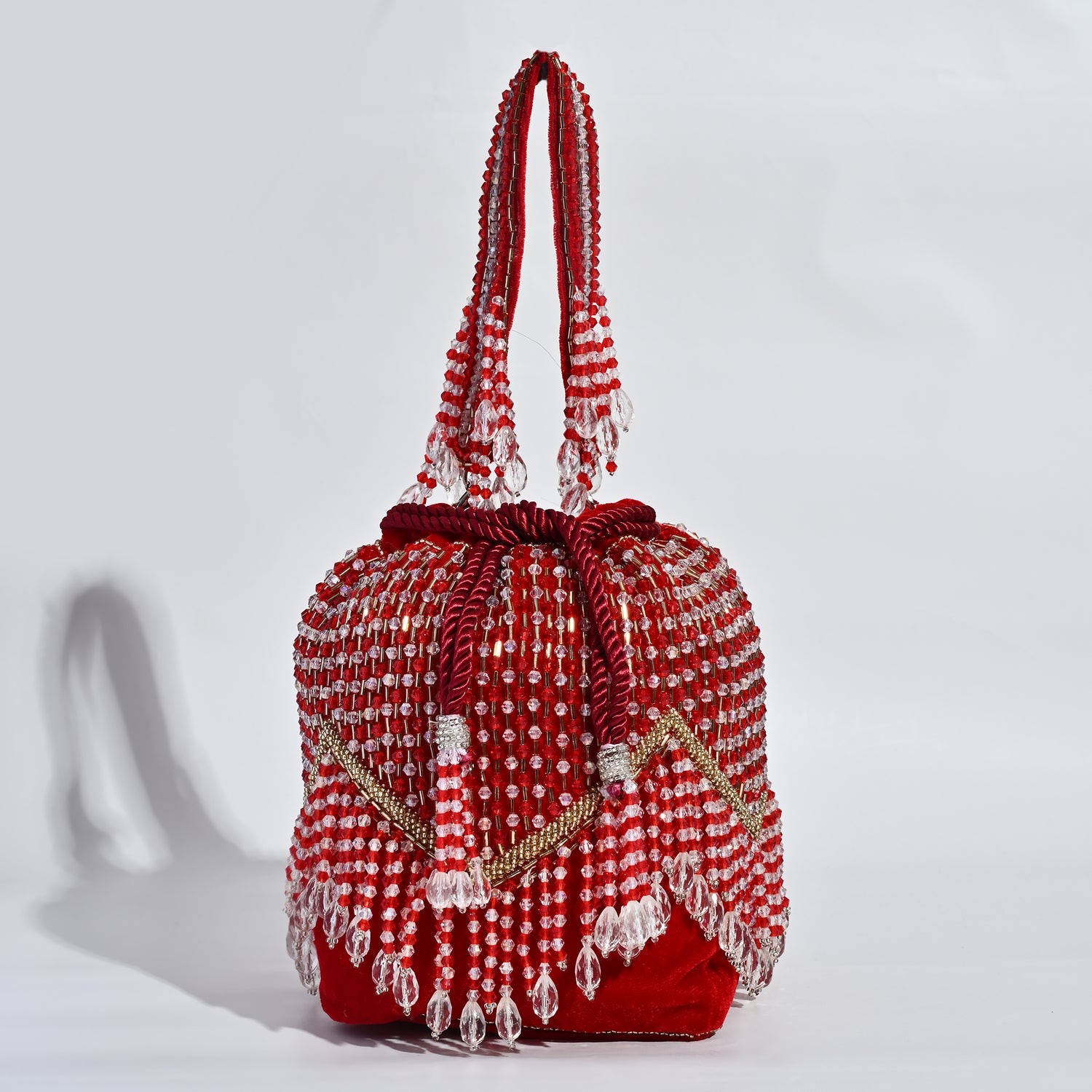 Zarreen Red Velvet Bucket Potli Bag