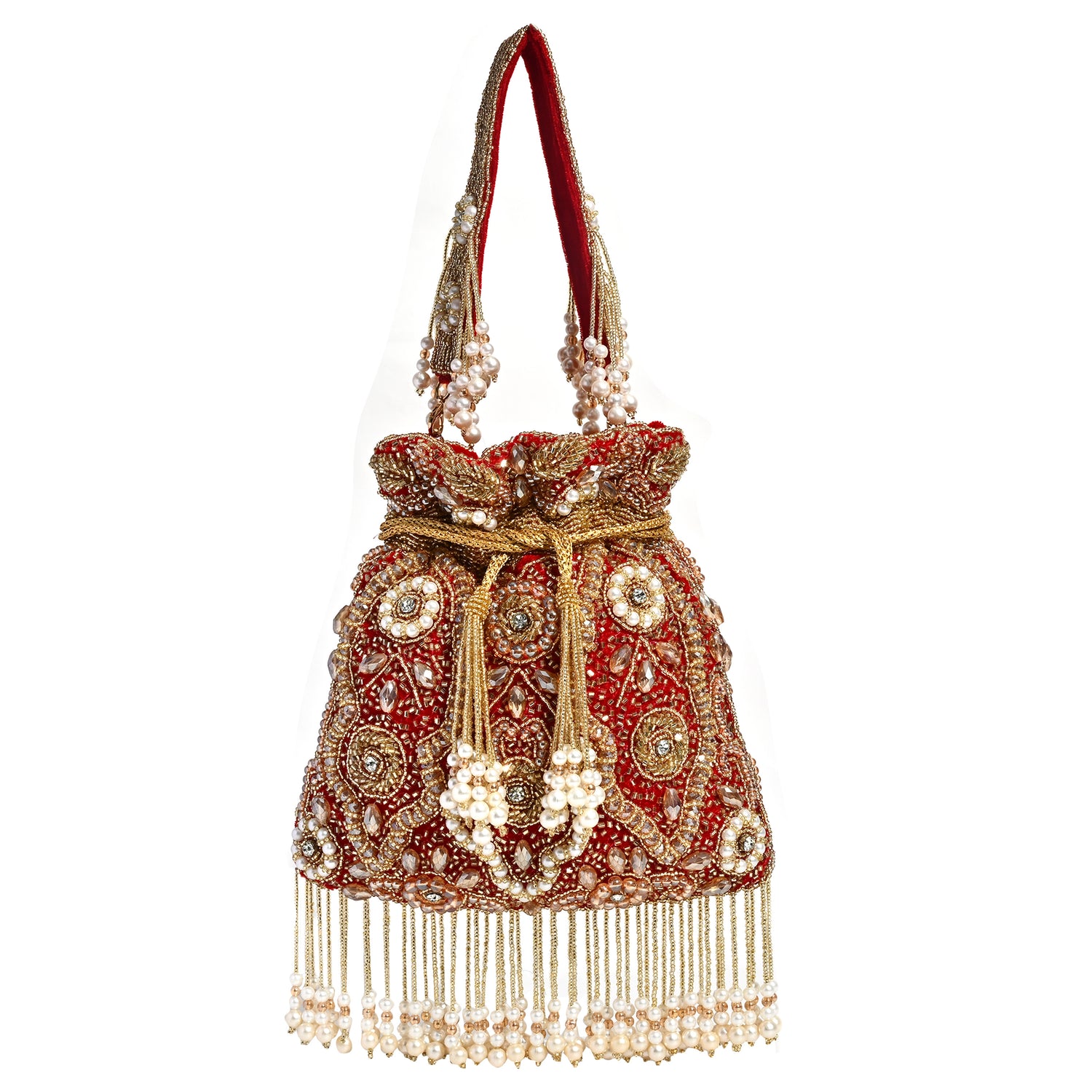 Zehra Red Hand Embroidered Potli Bag