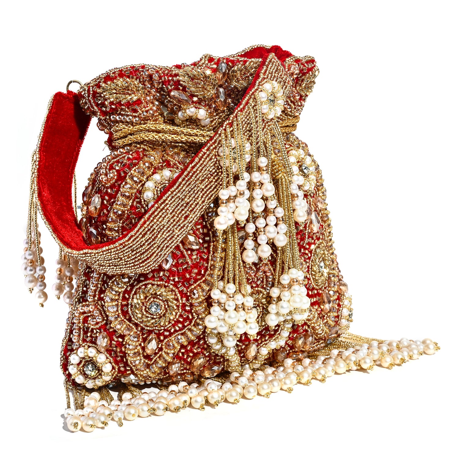 Zehra Red Hand Embroidered Potli Bag