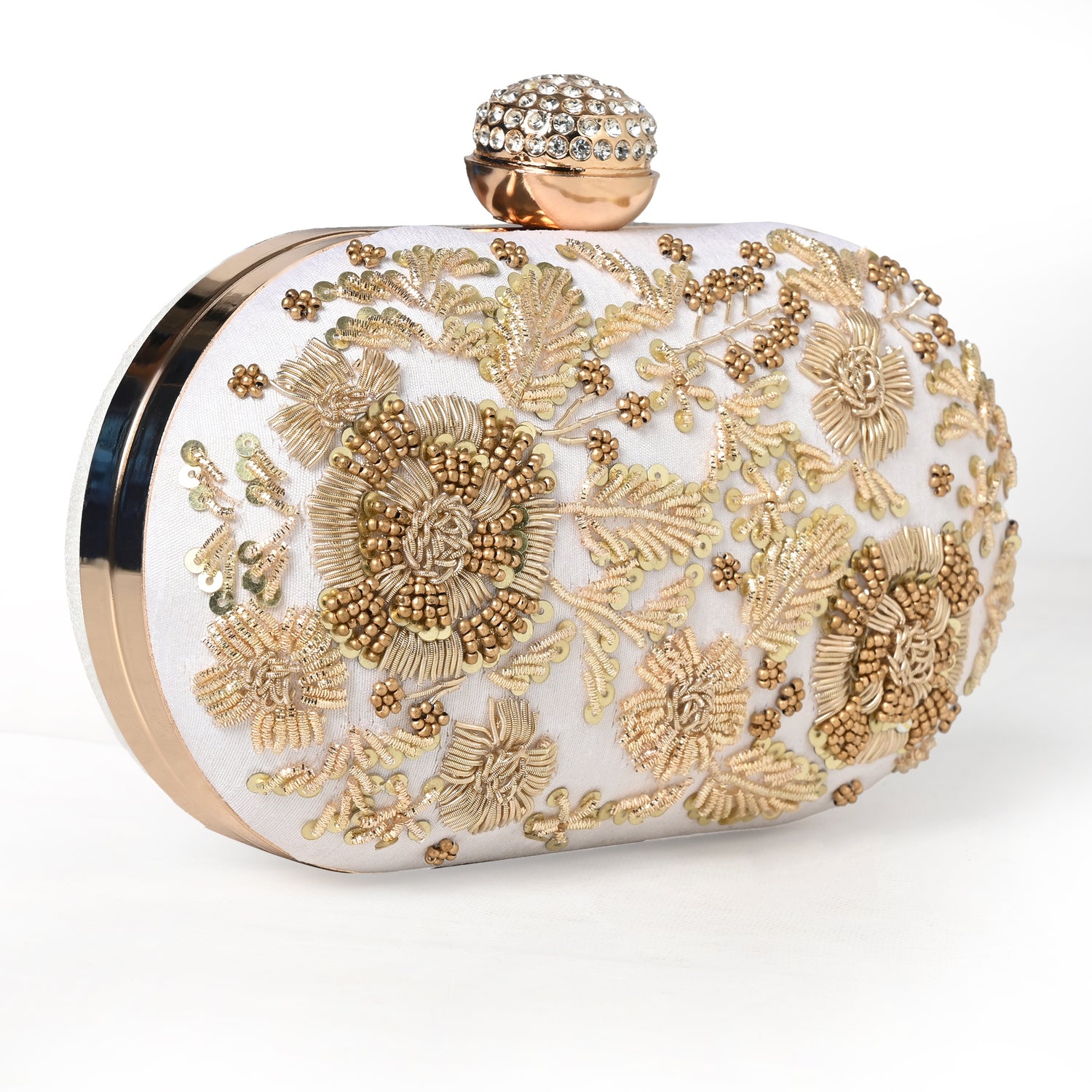 White Adda Oval Clutch