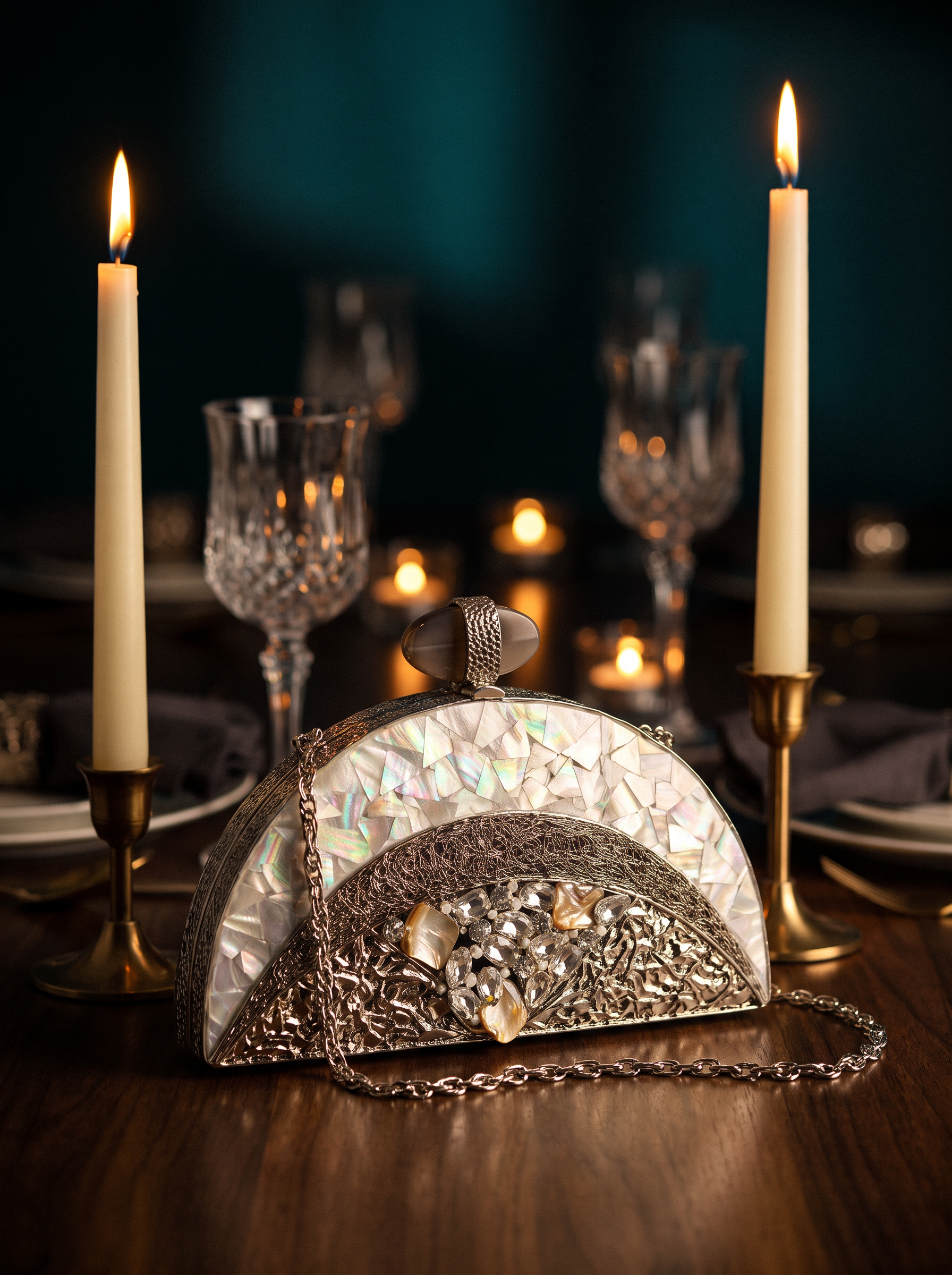 Inara Silver Clutch