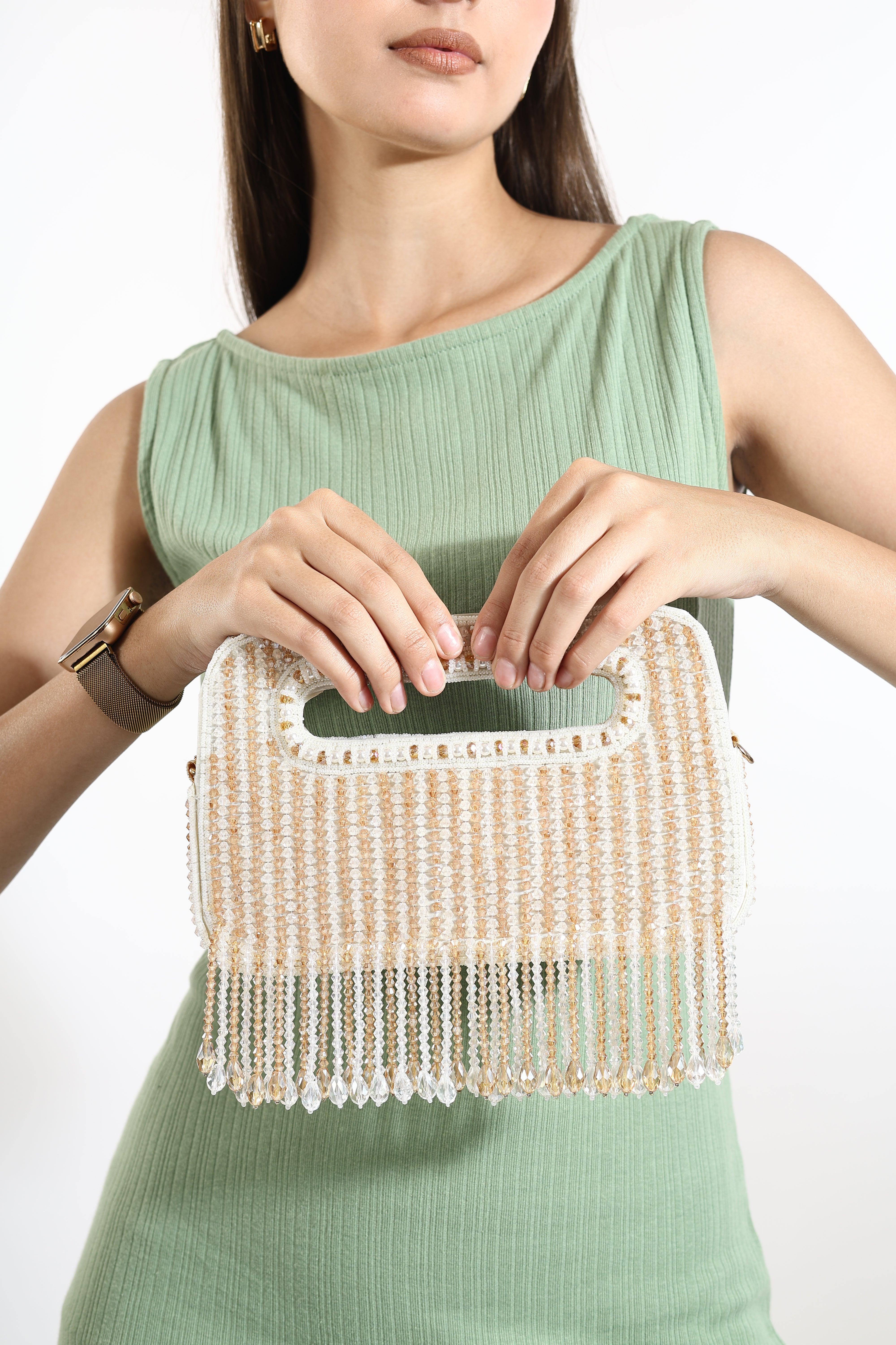 Aurelia Beaded Fringe Clutch