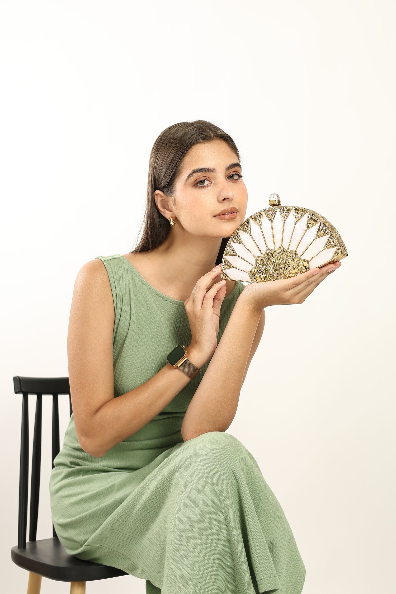 Noorika Golden Mother Of Pearl Clutch
