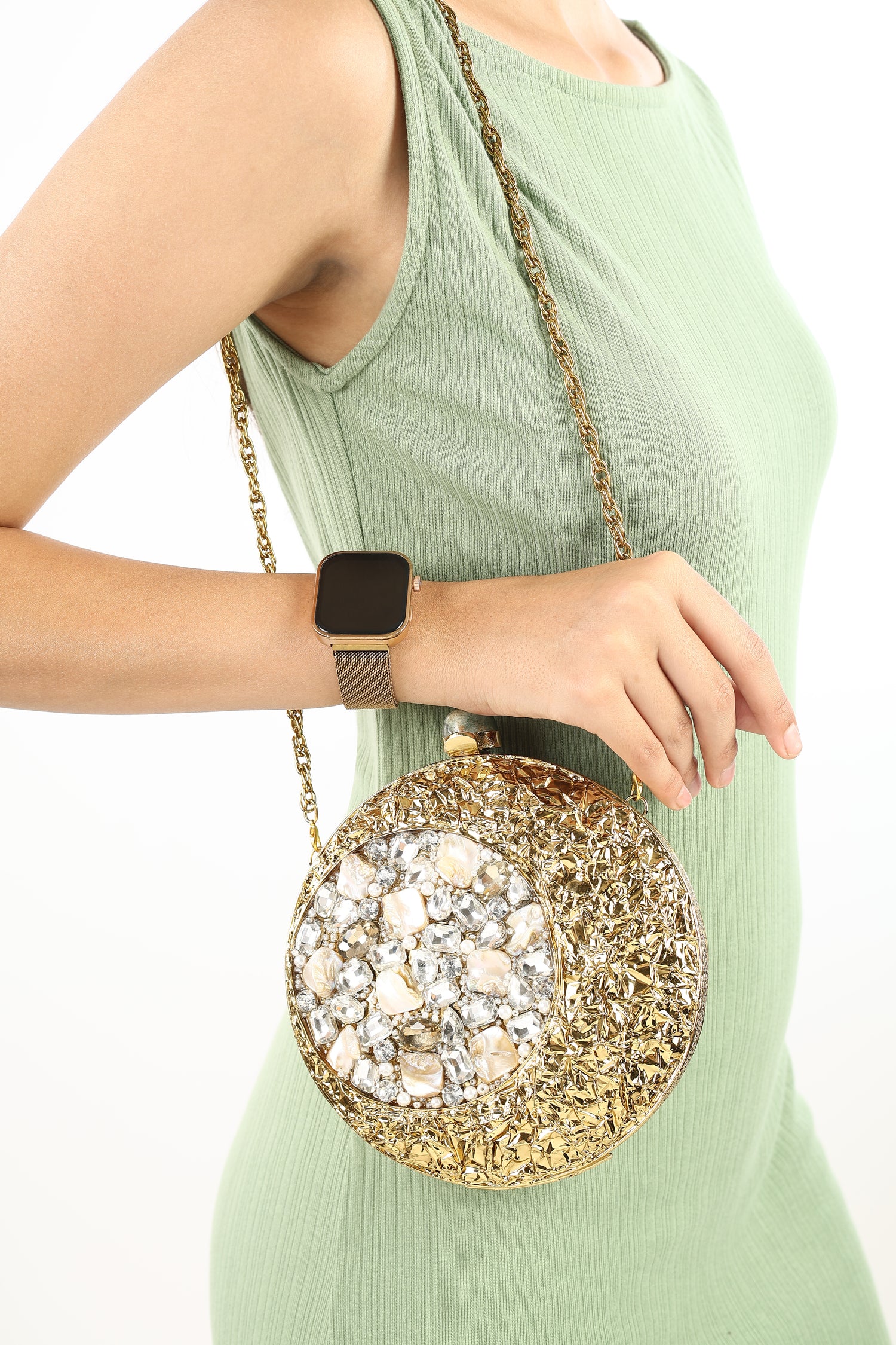 Sana Golden Mother Of Pearl Clutch