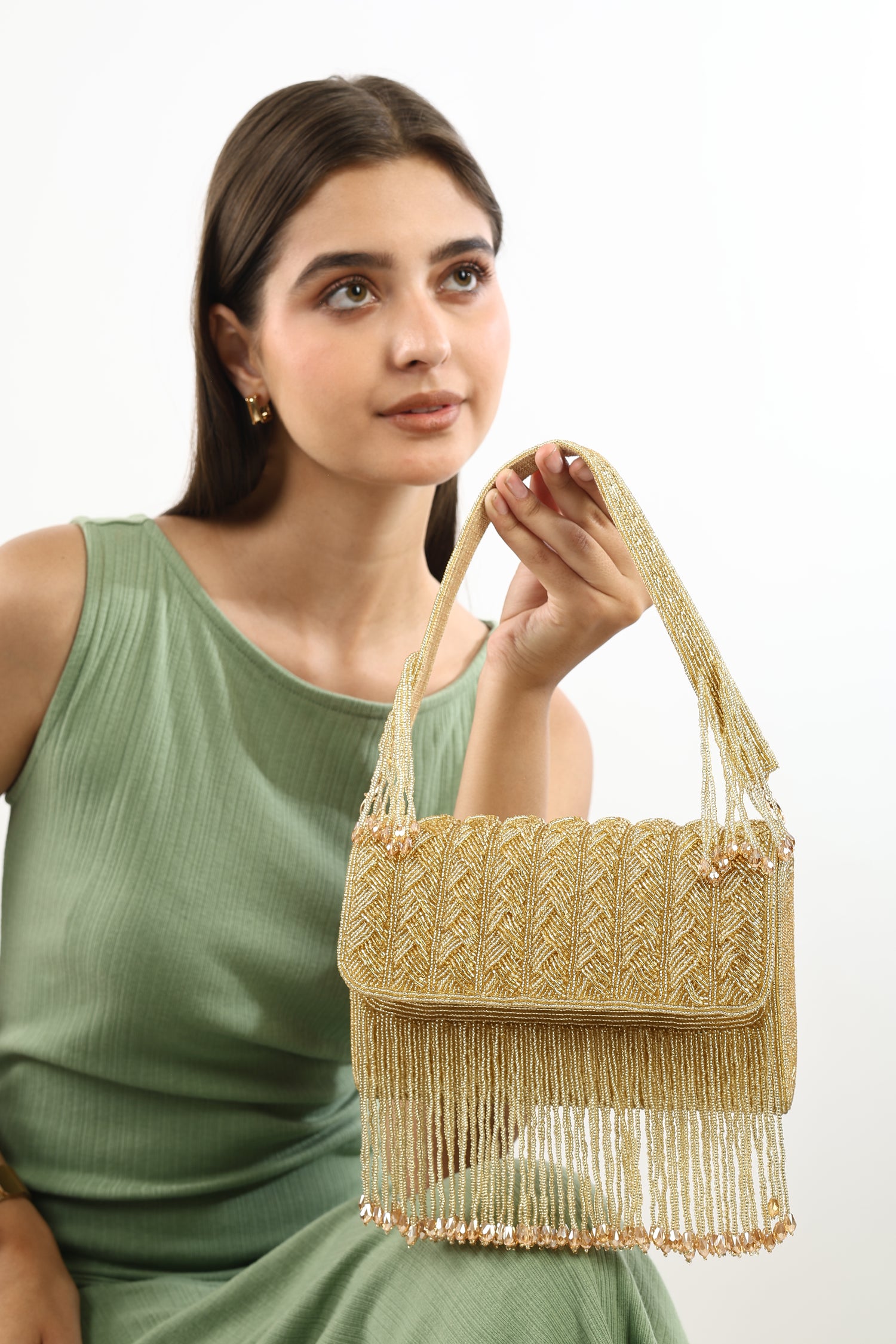 Mehfil Golden Flap Bag