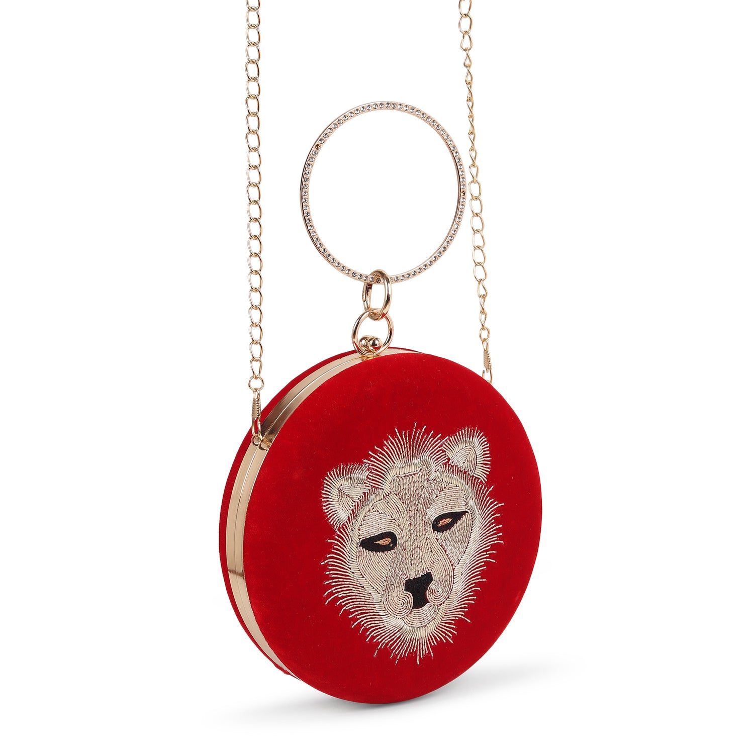 Leo Red Round Clutch