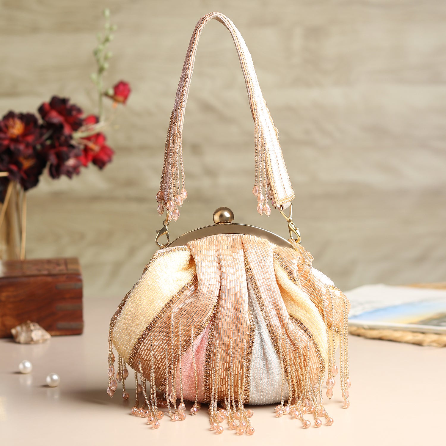 Anvika Peach Batua Bag