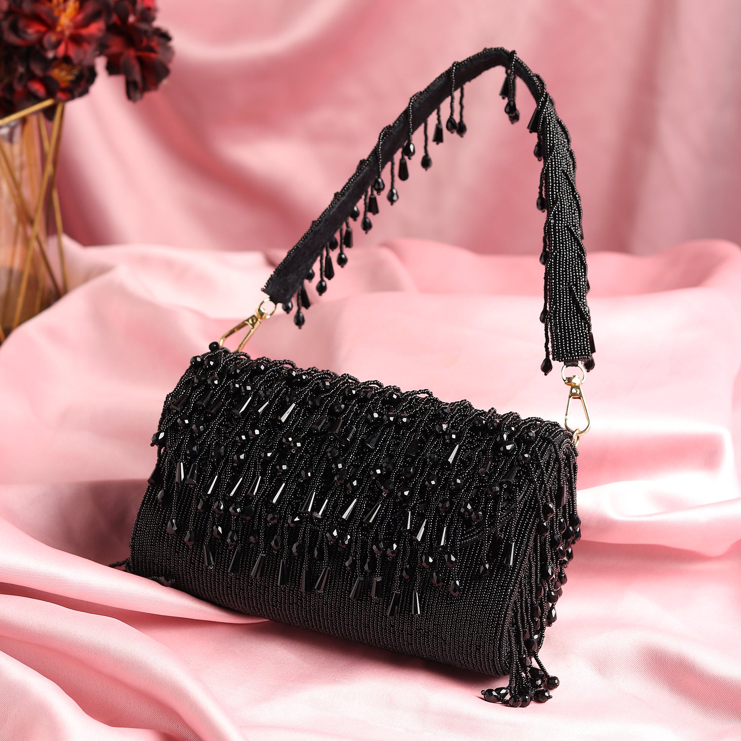 Nisha Black Tassel Flap Bag